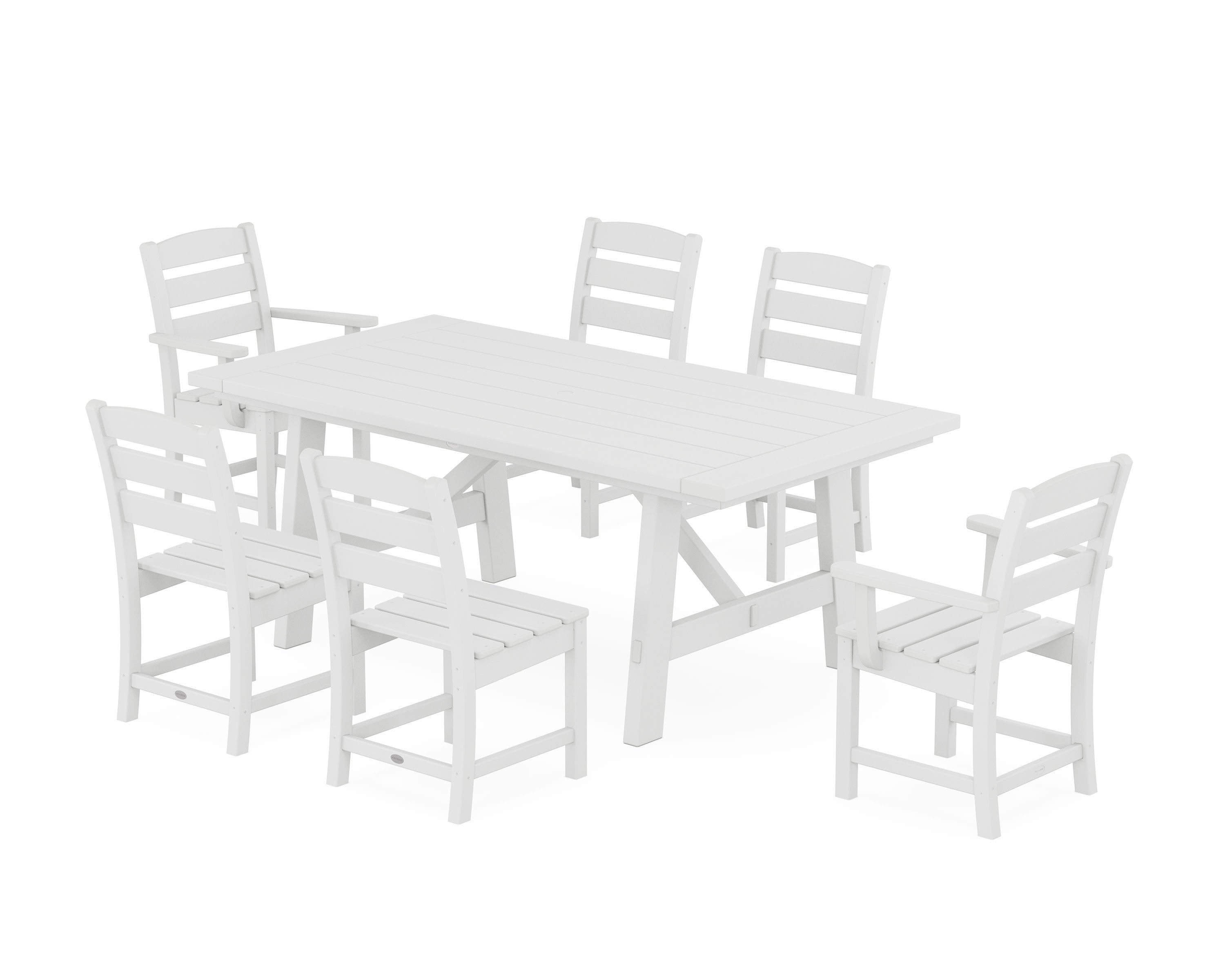 Lakeside 7-Piece Rustic Farmhouse Dining Set in White