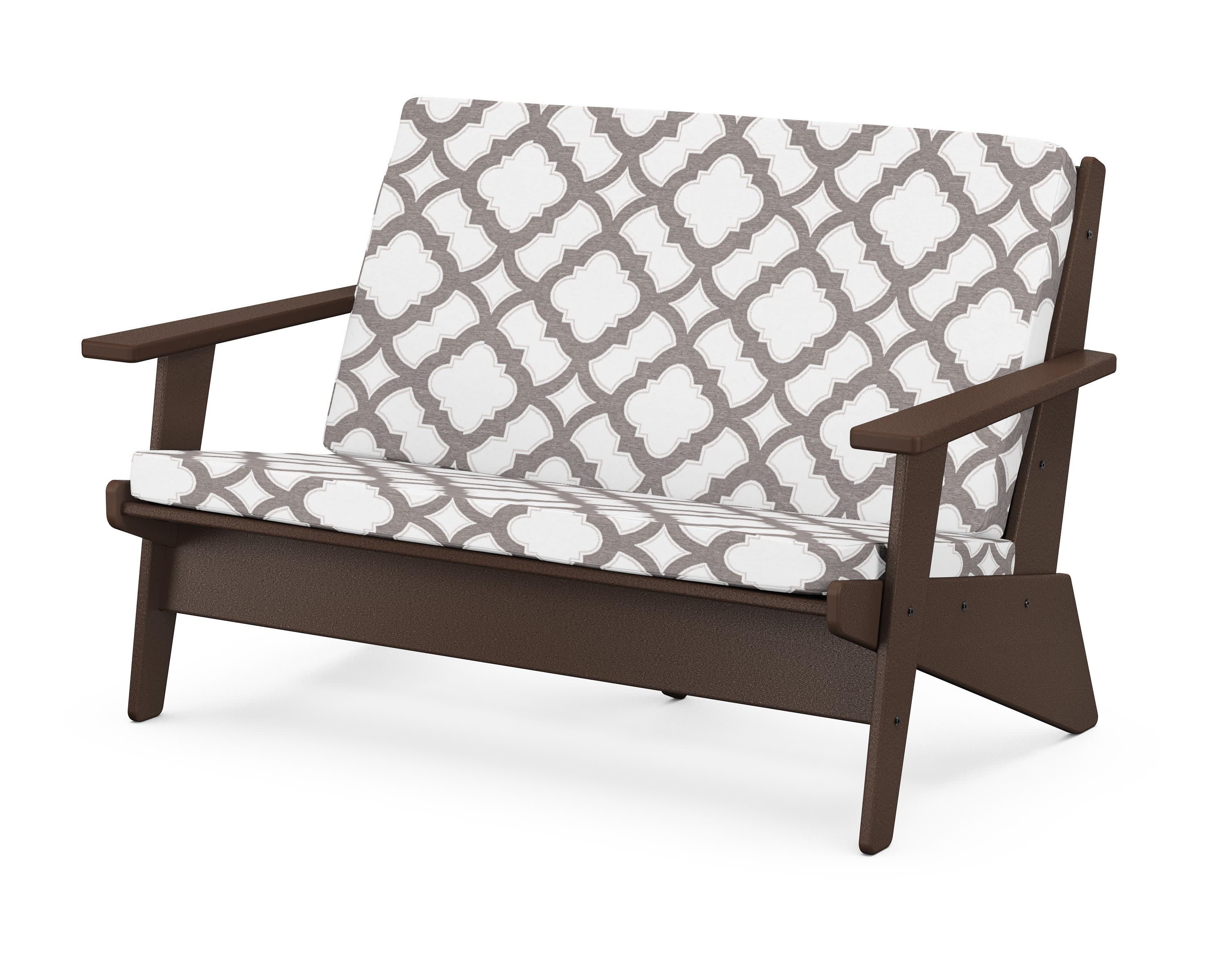 Riviera Modern Lounge Loveseat in Mahogany / Trellis Grey Mist