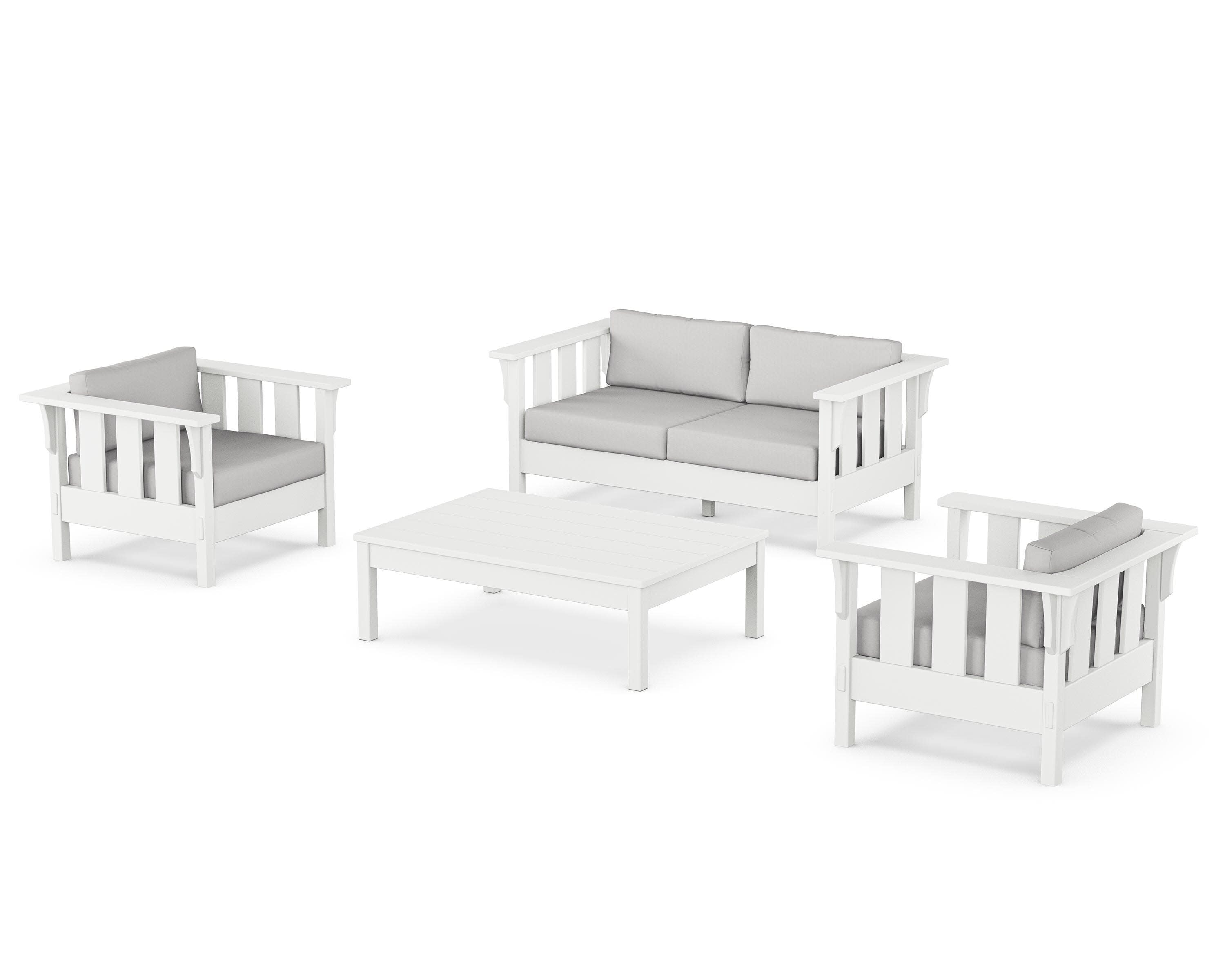 Acadia 4-Piece Deep Seating Set with Loveseat in White / Diamond in the Rough