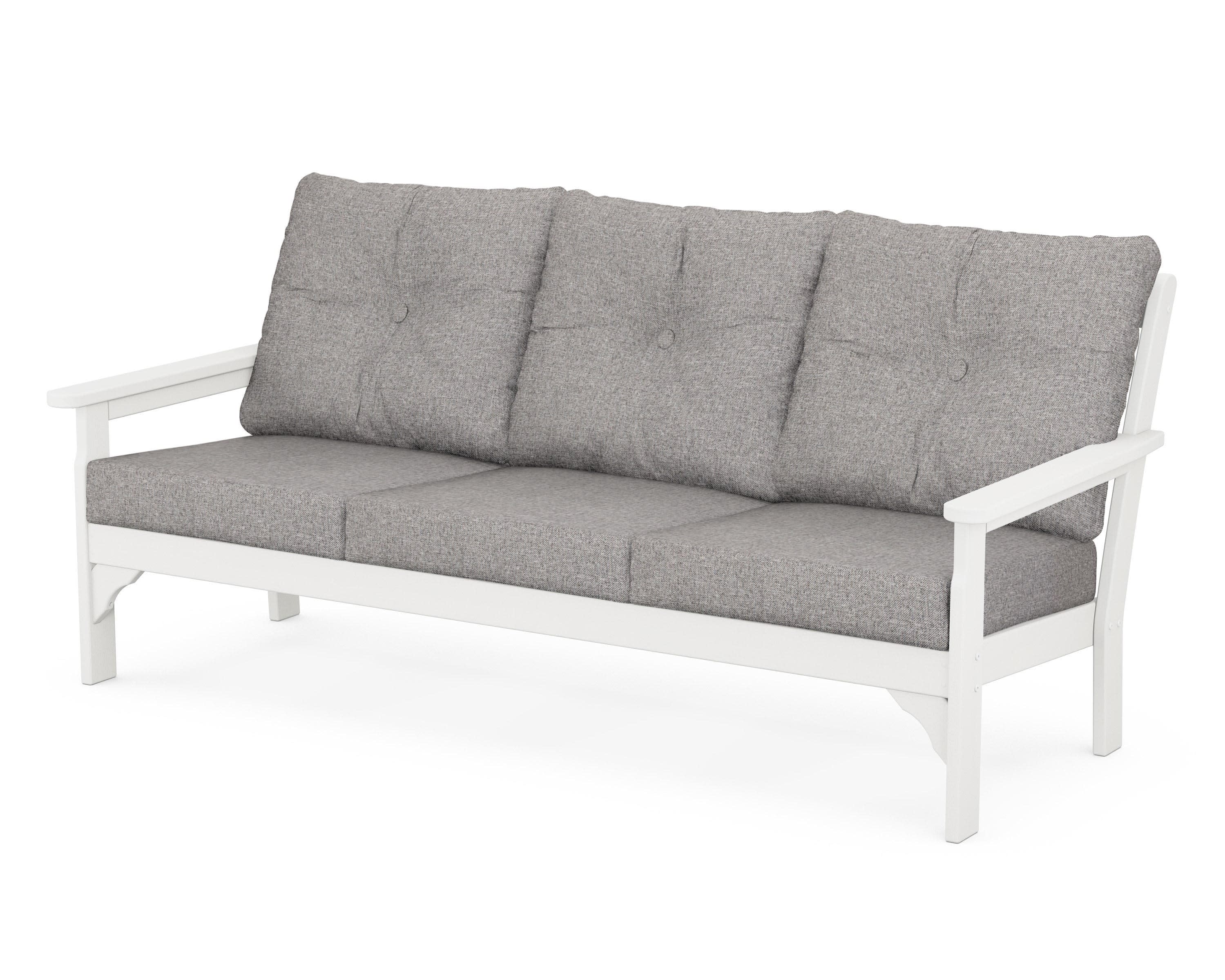 Vineyard Deep Seating Sofa in White / Grey Mist