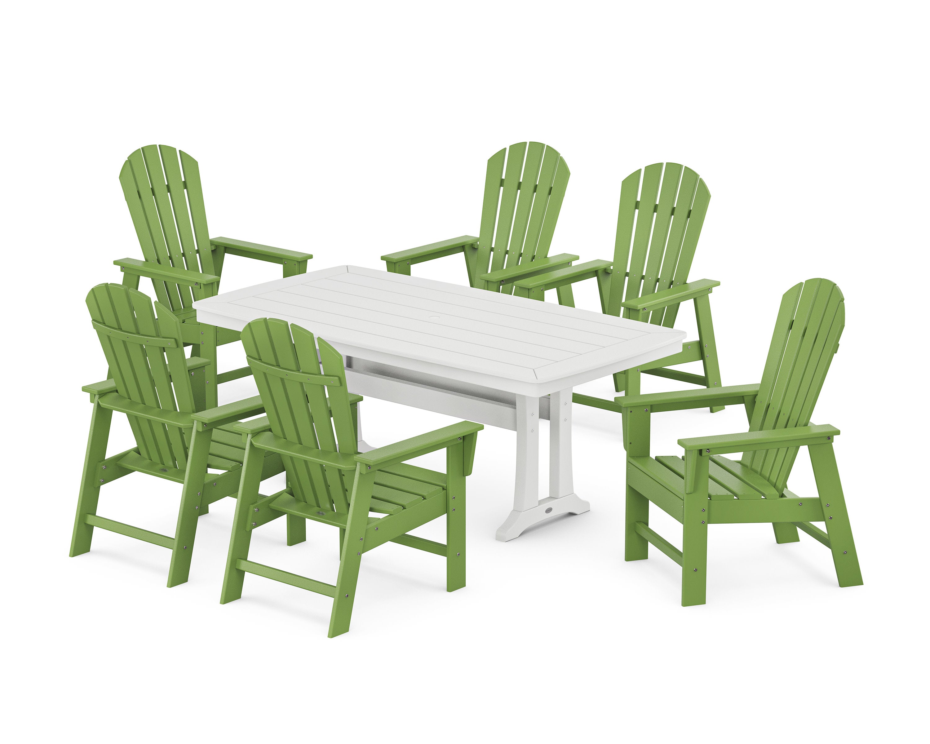 South Beach 7-Piece Dining Set with Trestle Legs in Lime / White