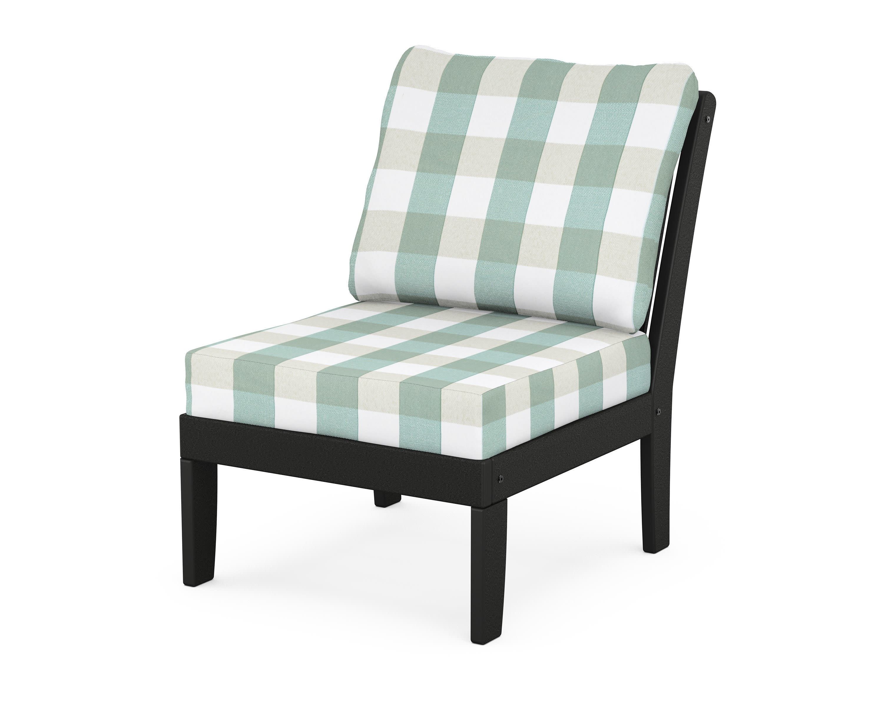 Braxton Modular Armless Chair in Black / Buffalo Plaid Glacier Spa