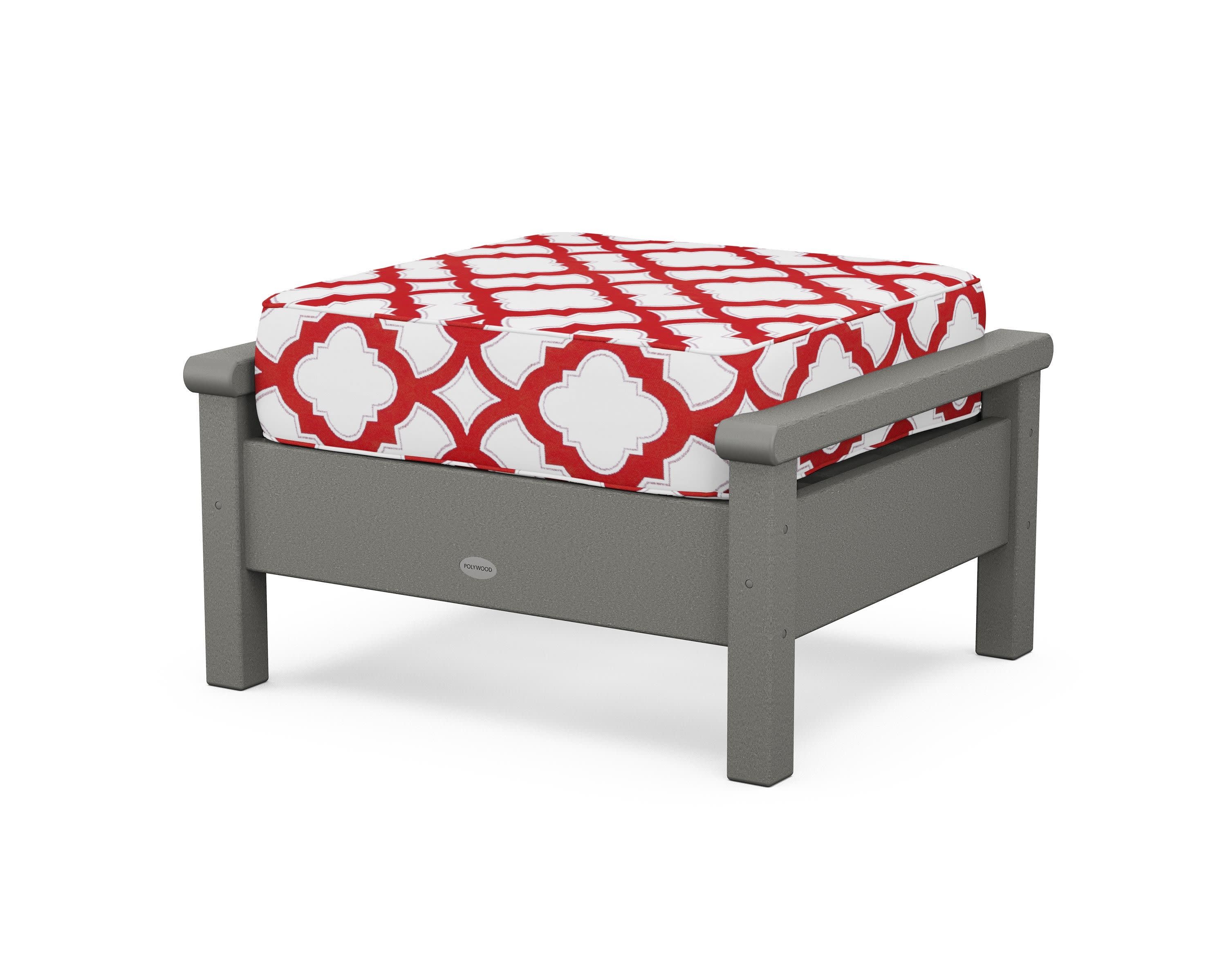 Harbour Deep Seating Ottoman in Slate Grey / Trellis Crimson