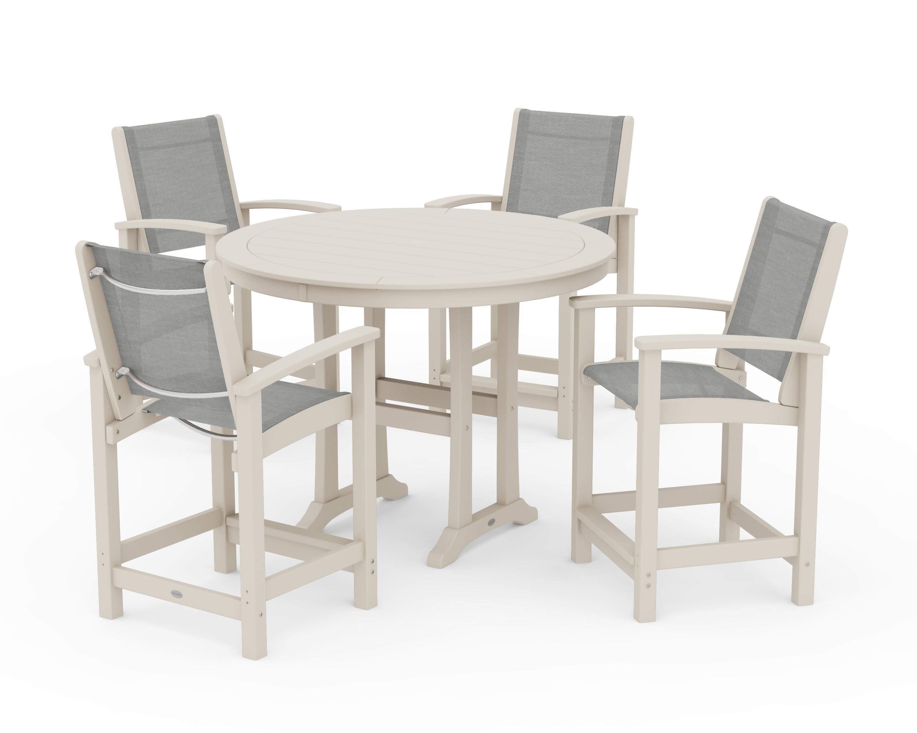 Coastal 5-Piece Counter Set in Sand / Metallic Sling