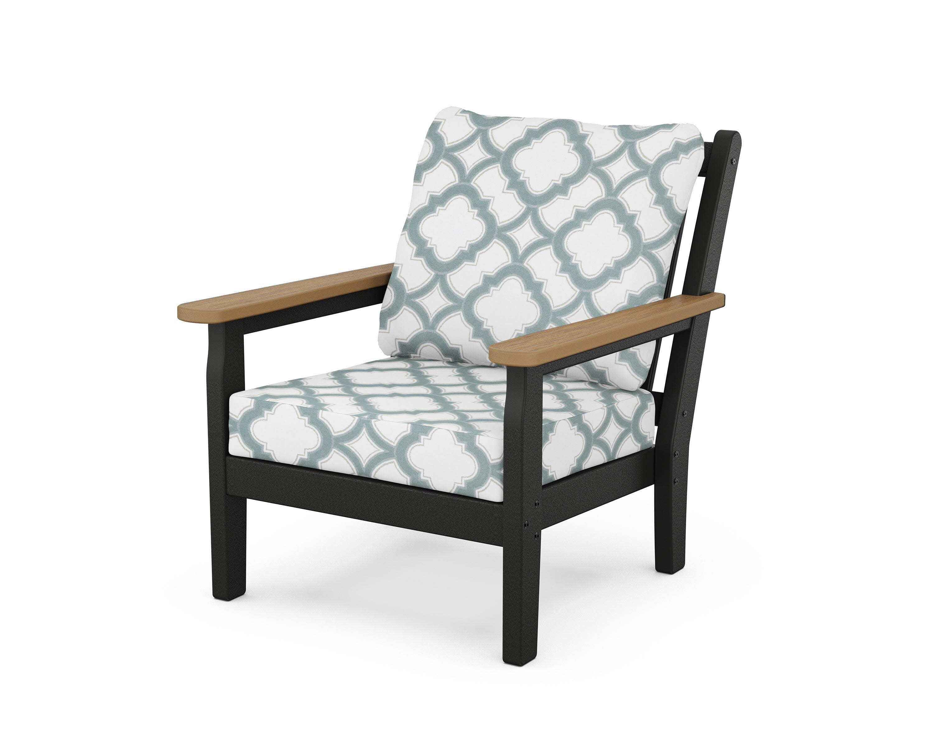 Chippendale Deep Seating Chair in Black / Natural / Trellis Glacier Spa