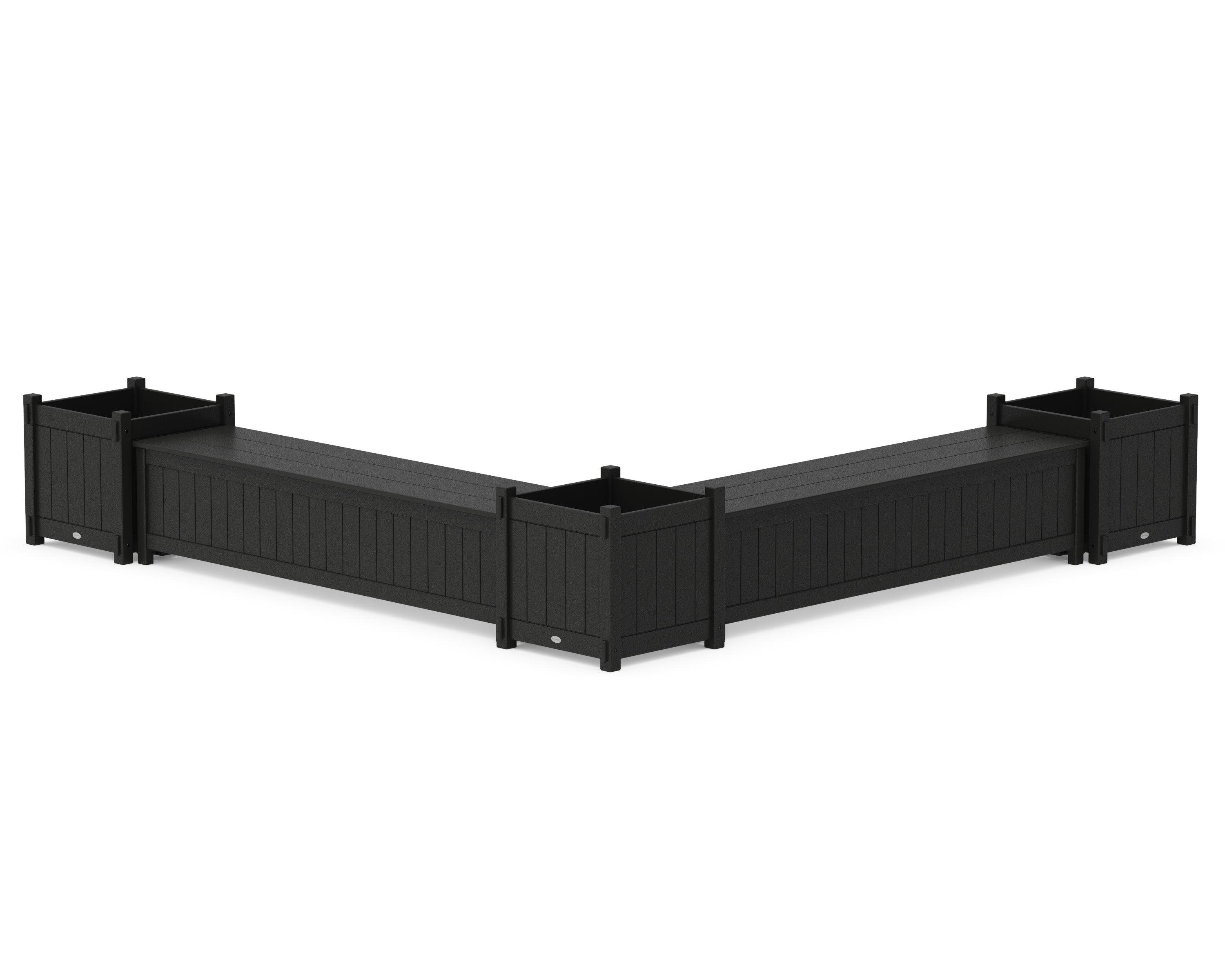 72" Vineyard L- Shaped Planter Storage Bench Corner Set- Large in Black