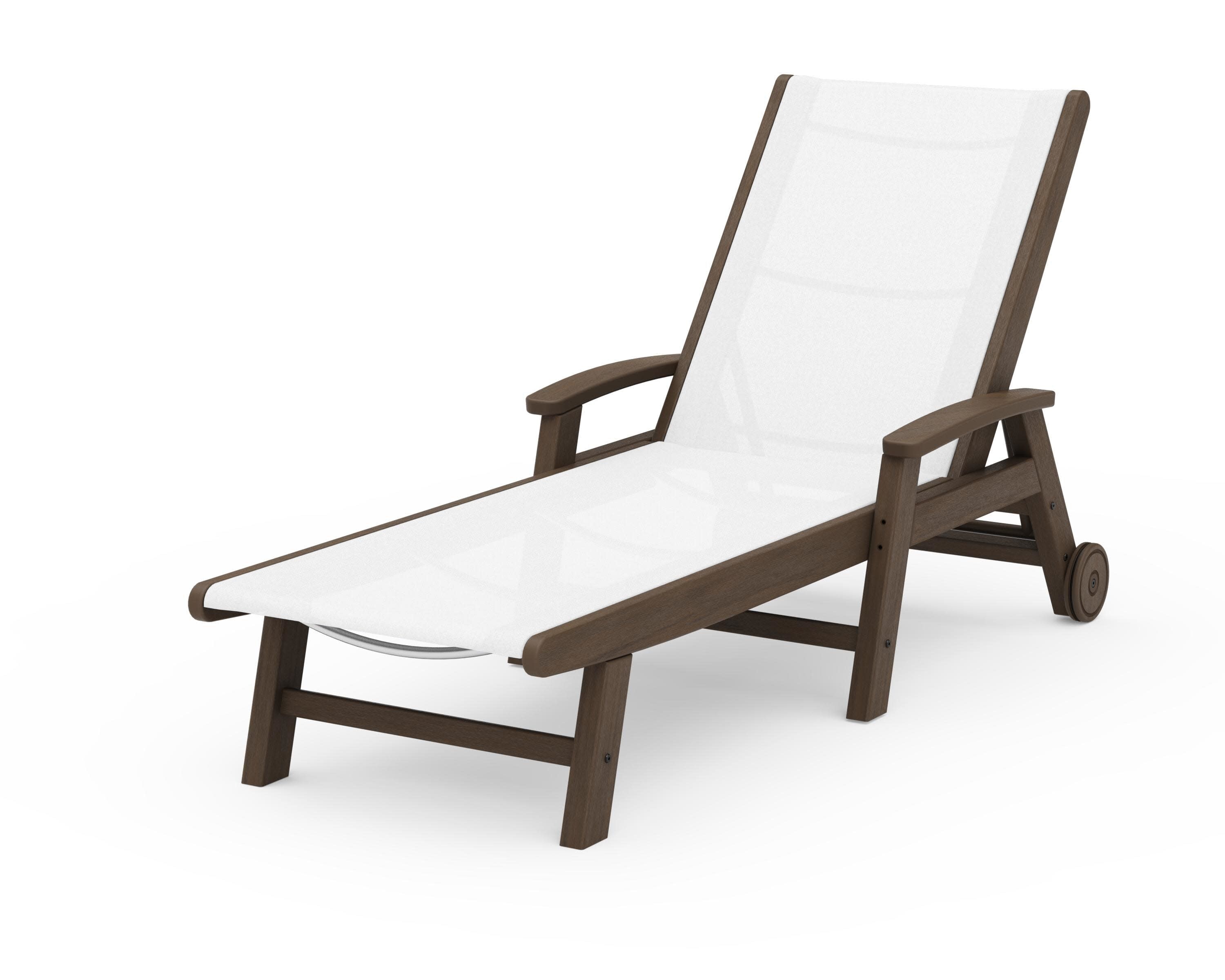 Coastal Chaise with Wheels in Kona / White Sling