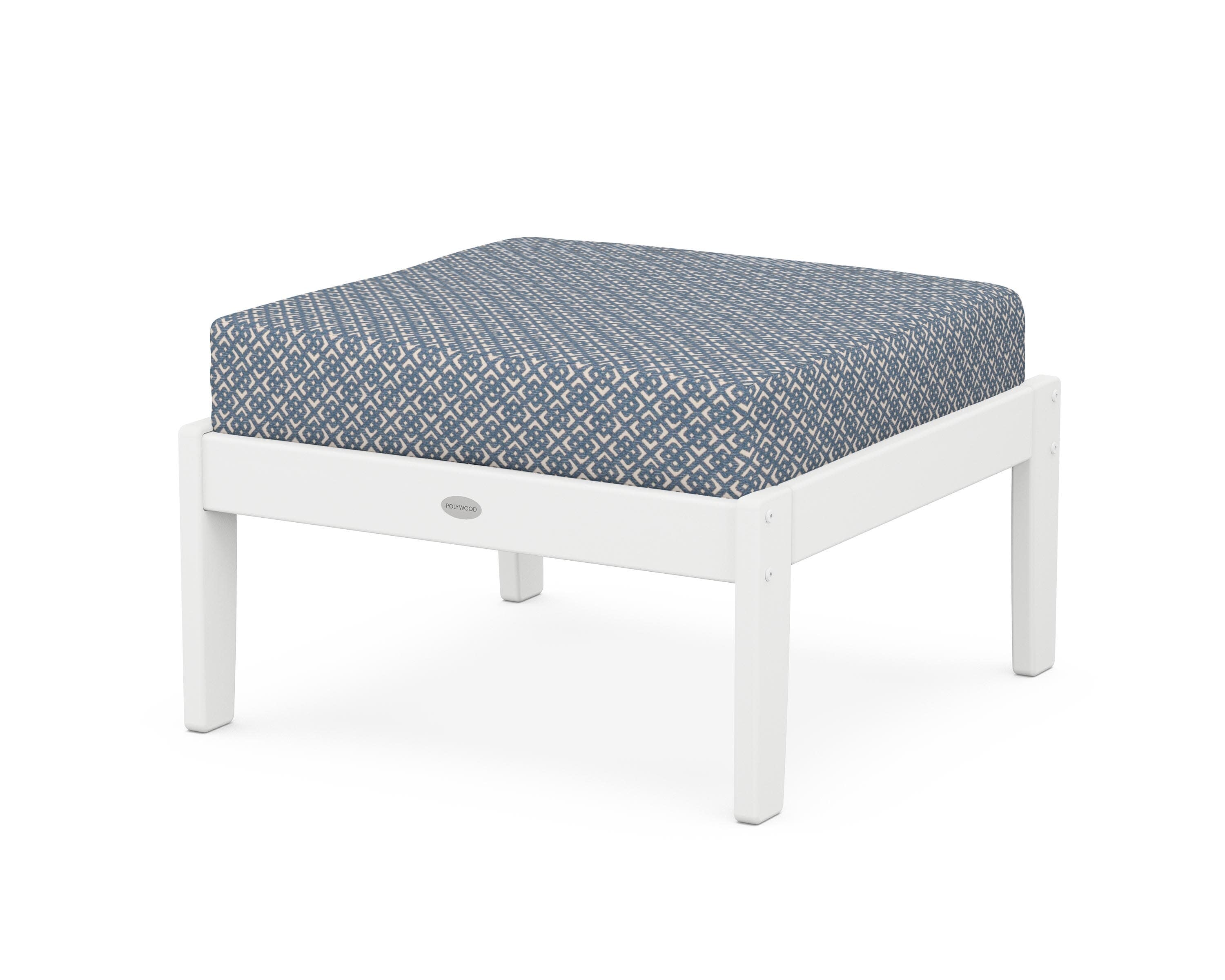 Braxton Deep Seating Ottoman in White / Hopscotch