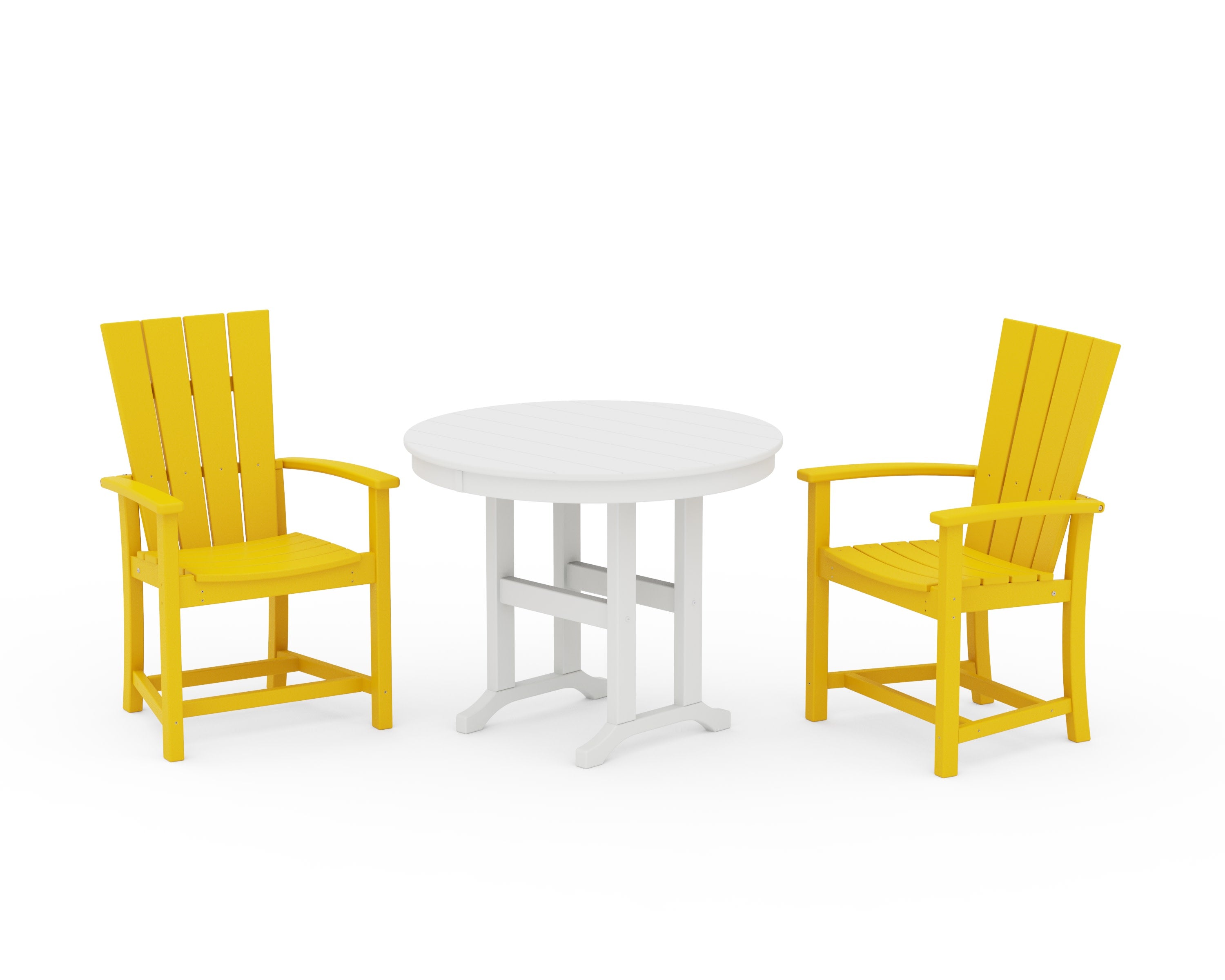 Quattro 3-Piece Round Farmhouse Dining Set in Lemon / White