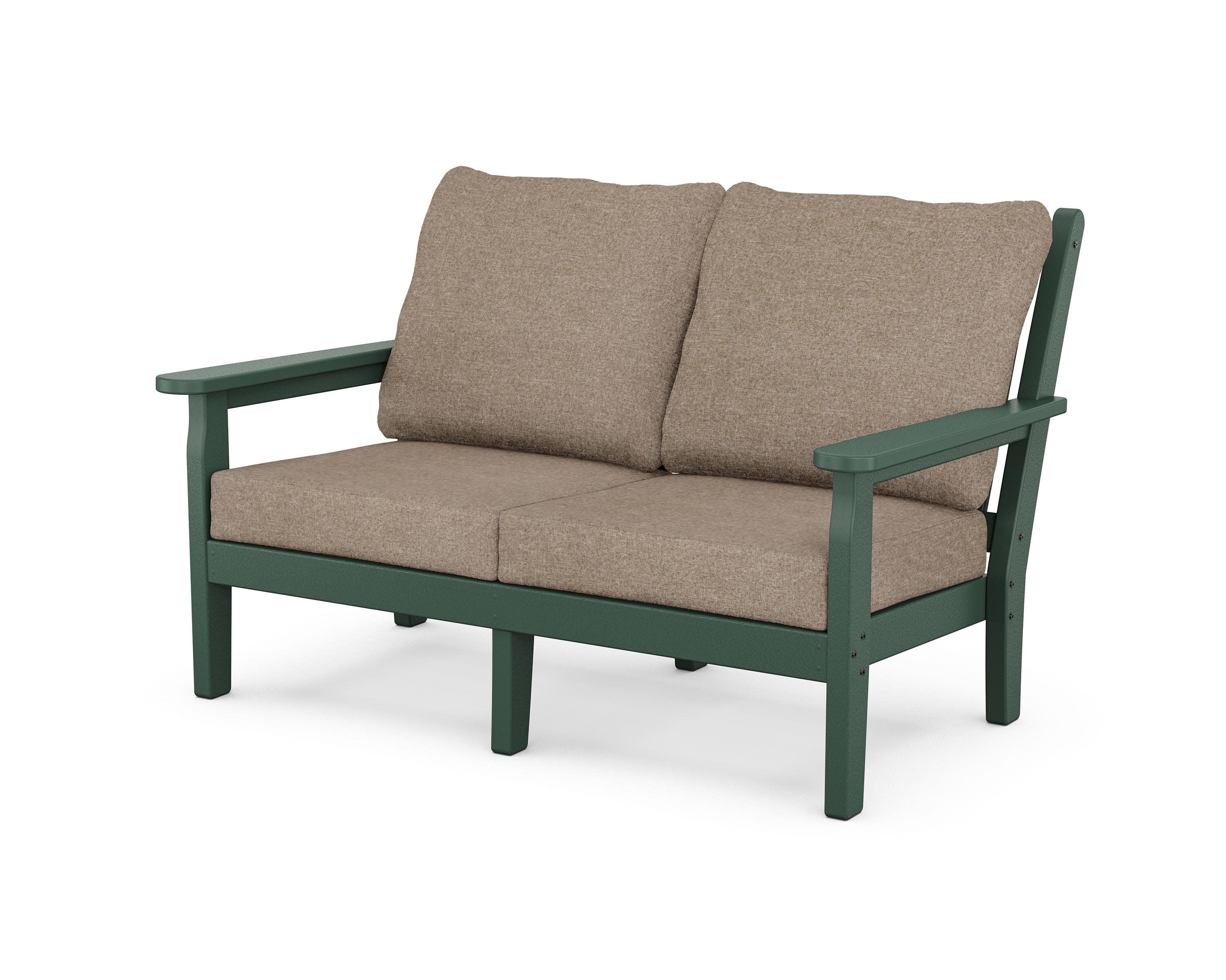 Chippendale Deep Seating Loveseat in Green / Spiced Burlap