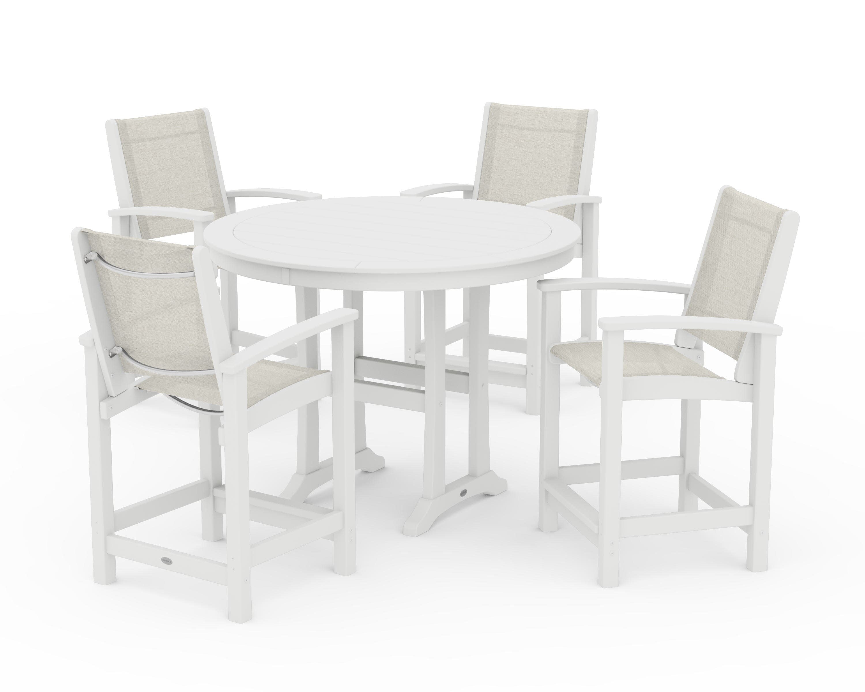 Coastal 5-Piece Counter Set in White / Parchment Sling