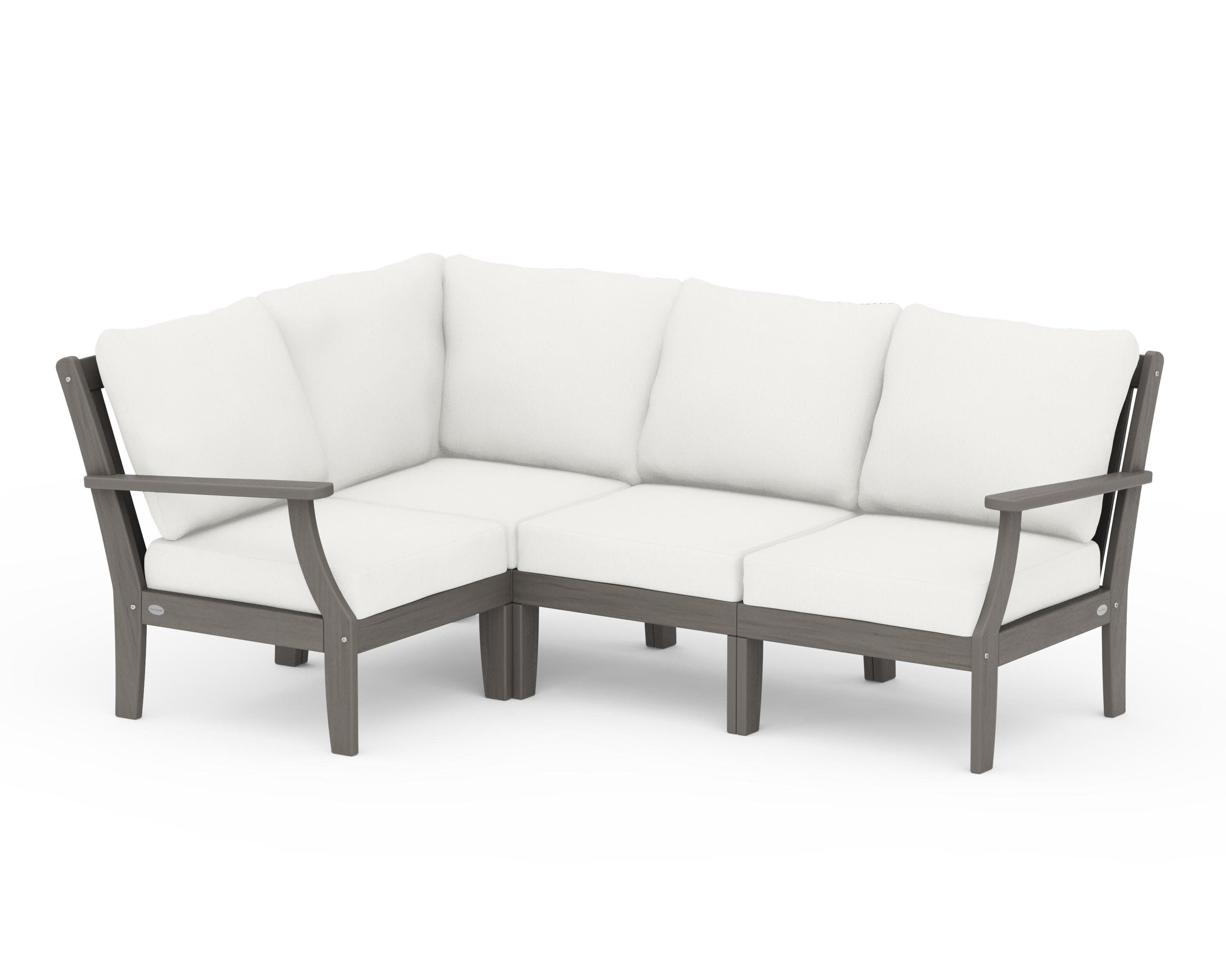 Braxton Modular 4-Piece Deep Seating Set in Driftwood / Natural Linen