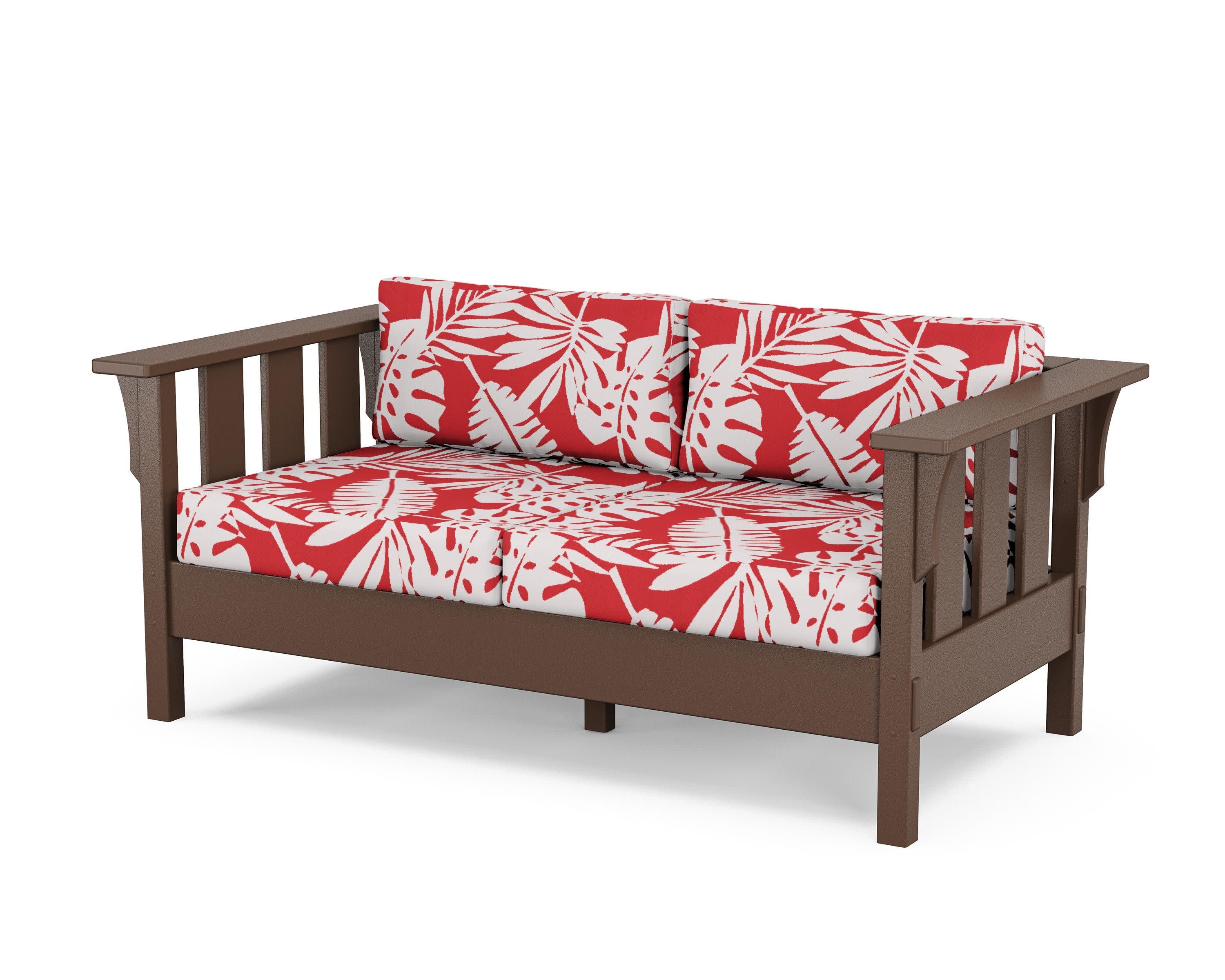 Acadia Deep Seating Loveseat in Mahogany / Leaf Crimson