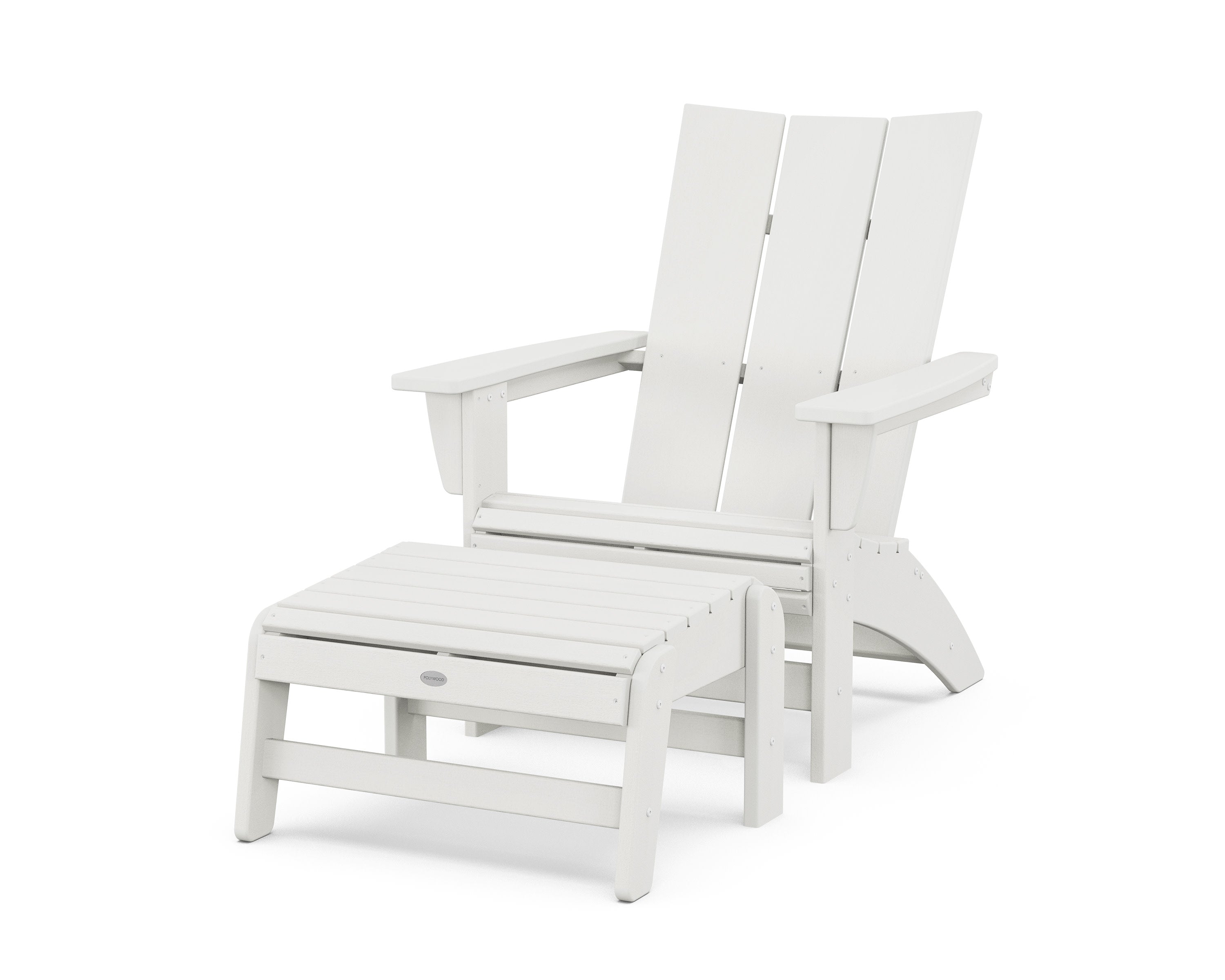 Modern Grand Adirondack Chair with Ottoman in Vintage White