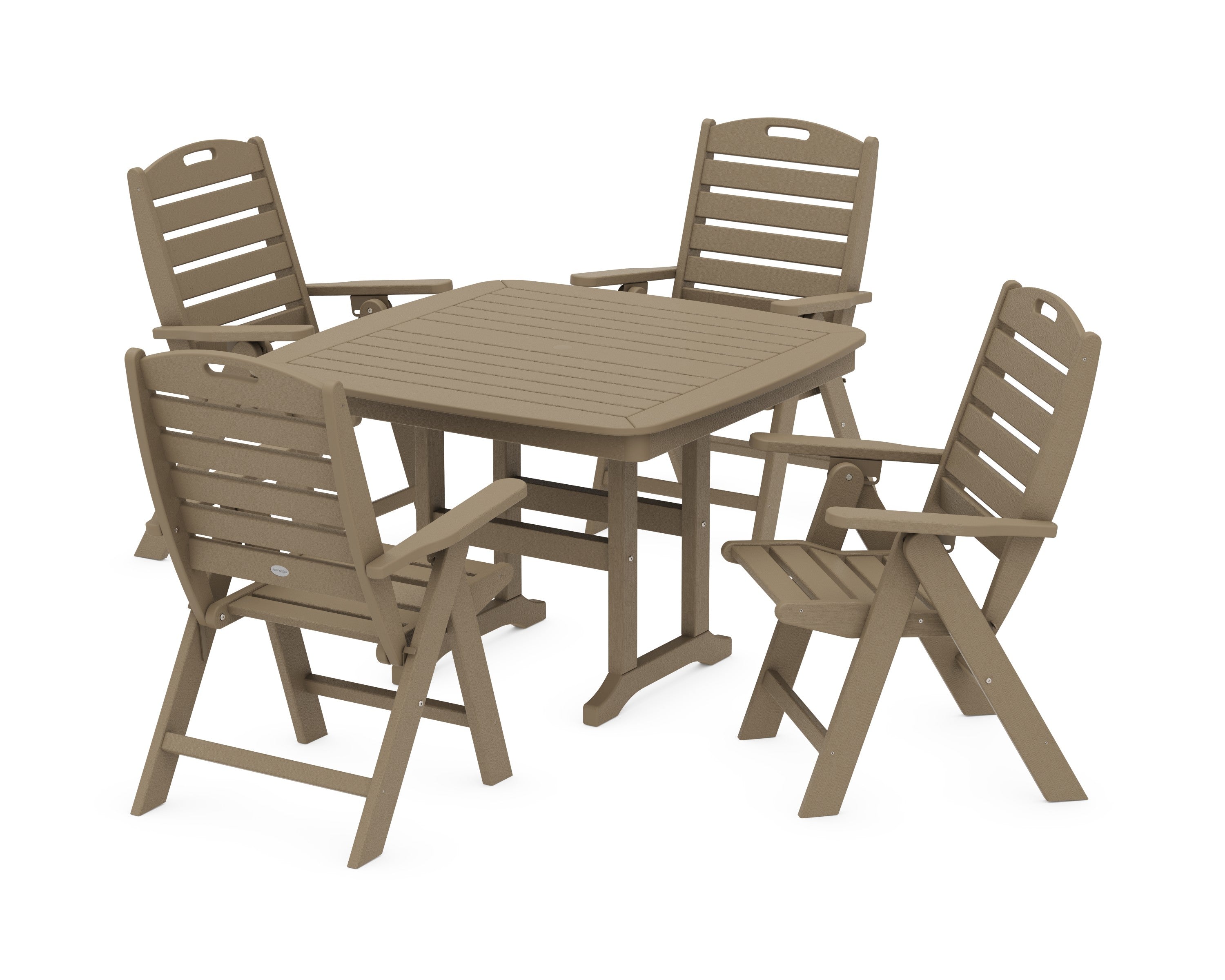 Nautical Highback Chair 5-Piece Dining Set in Vintage Sahara