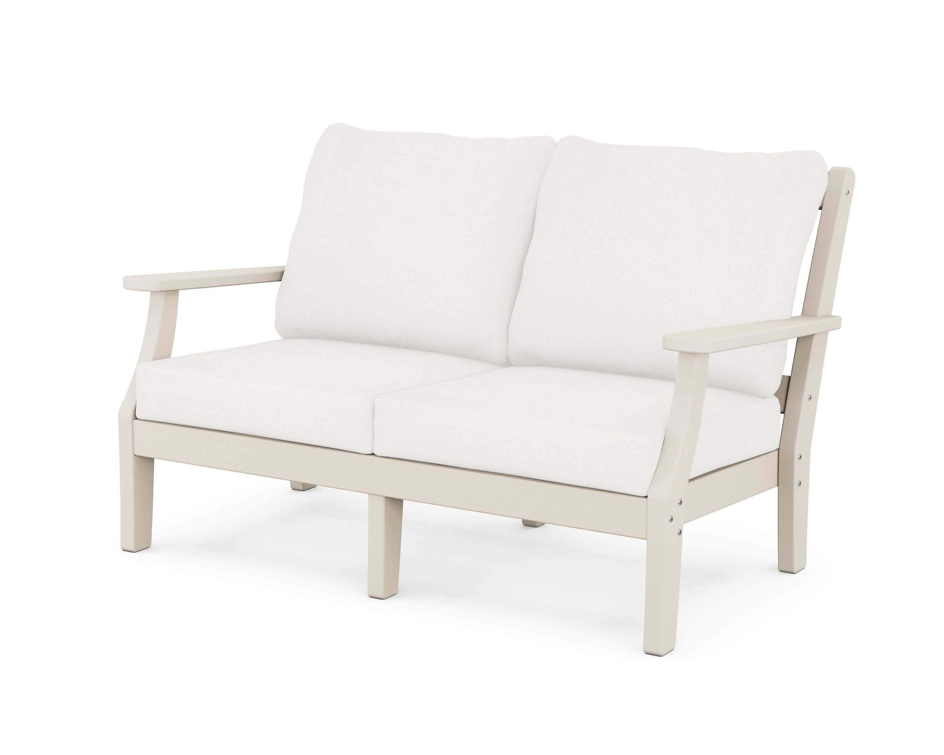 Chinoiserie Deep Seating Loveseat in Sand / Natural Linen