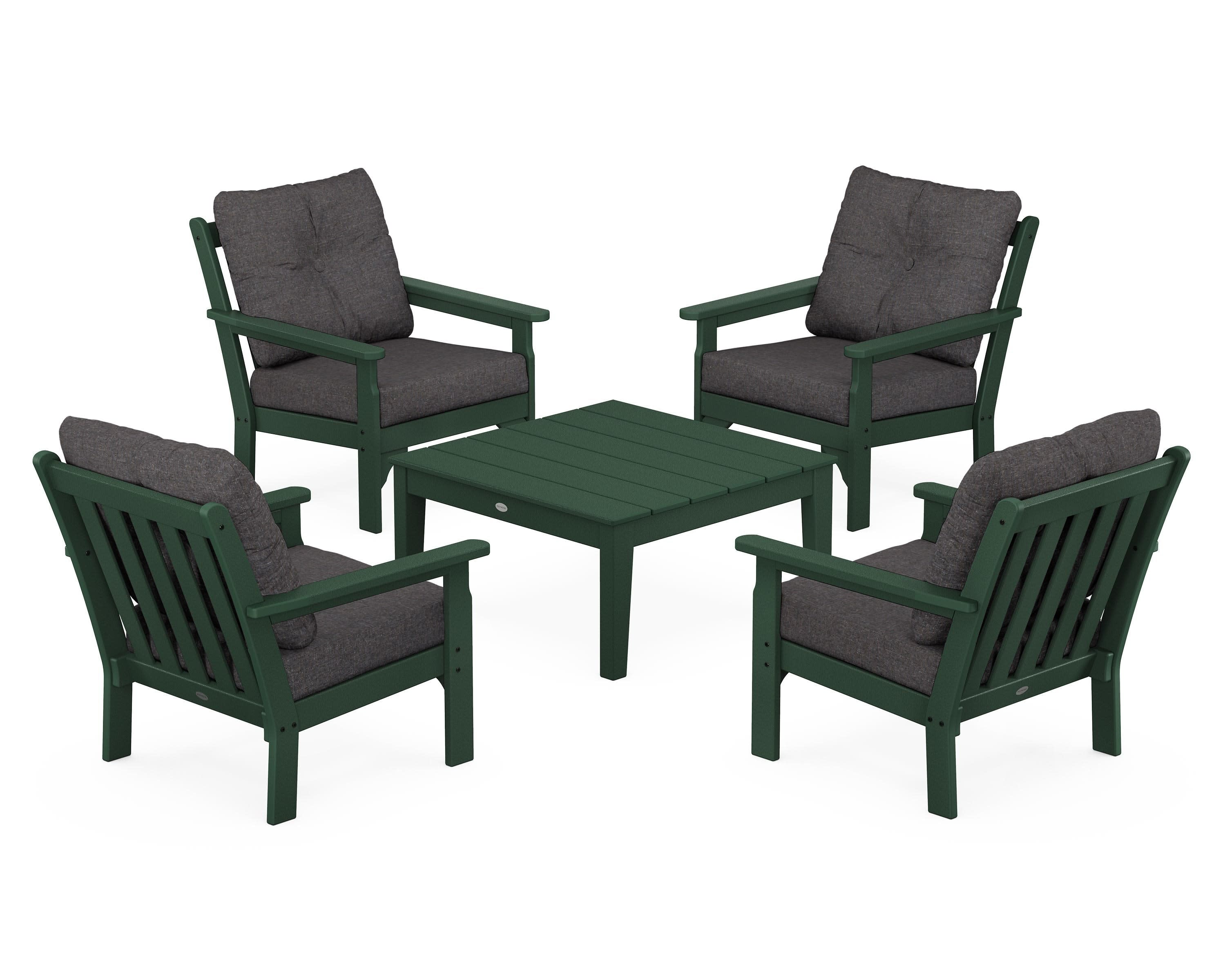 Vineyard 5-Piece Deep Seating Conversation Set in Green / Ash Charcoal