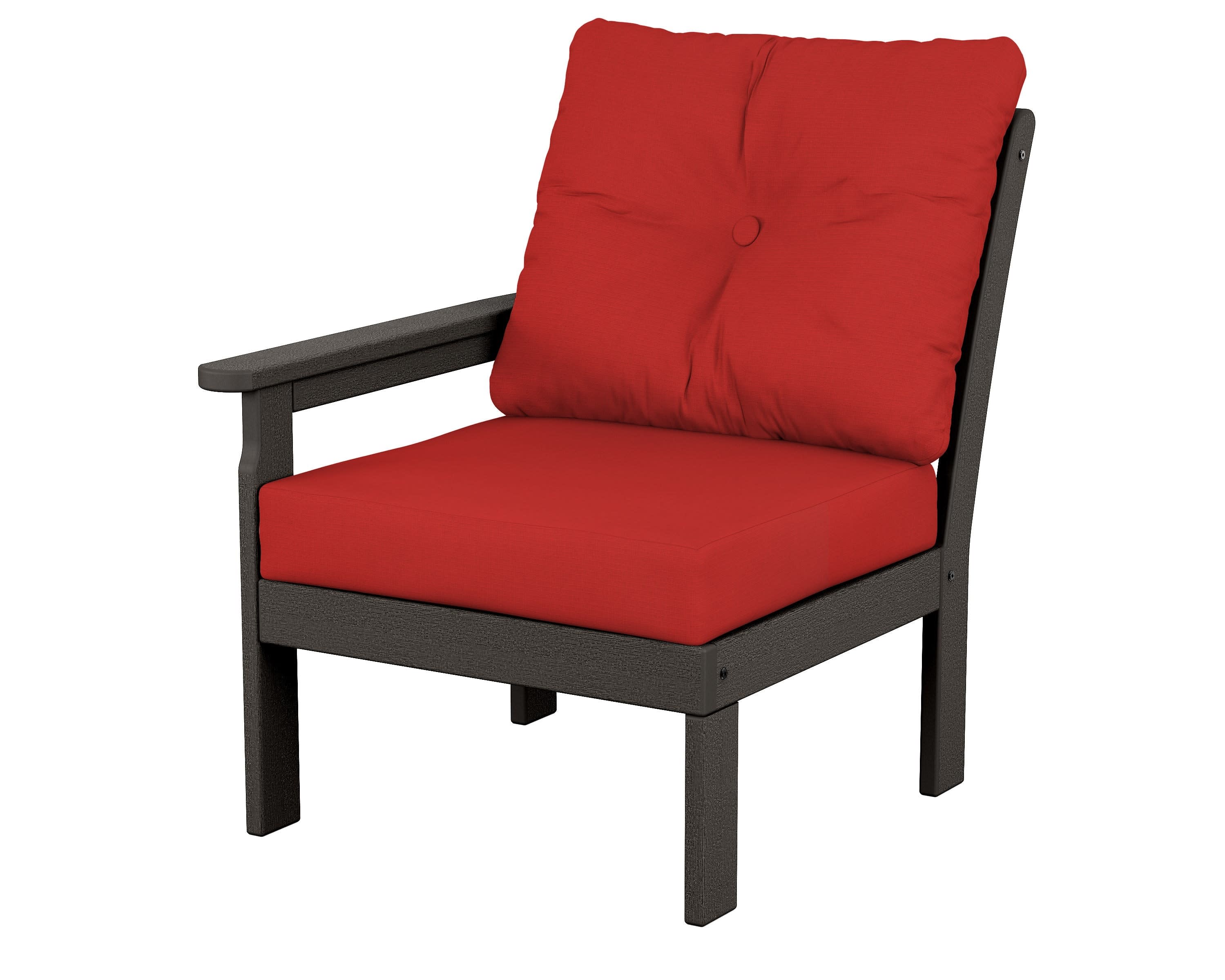 Vineyard Modular Left Arm Chair in Vintage Coffee / Crimson Linen