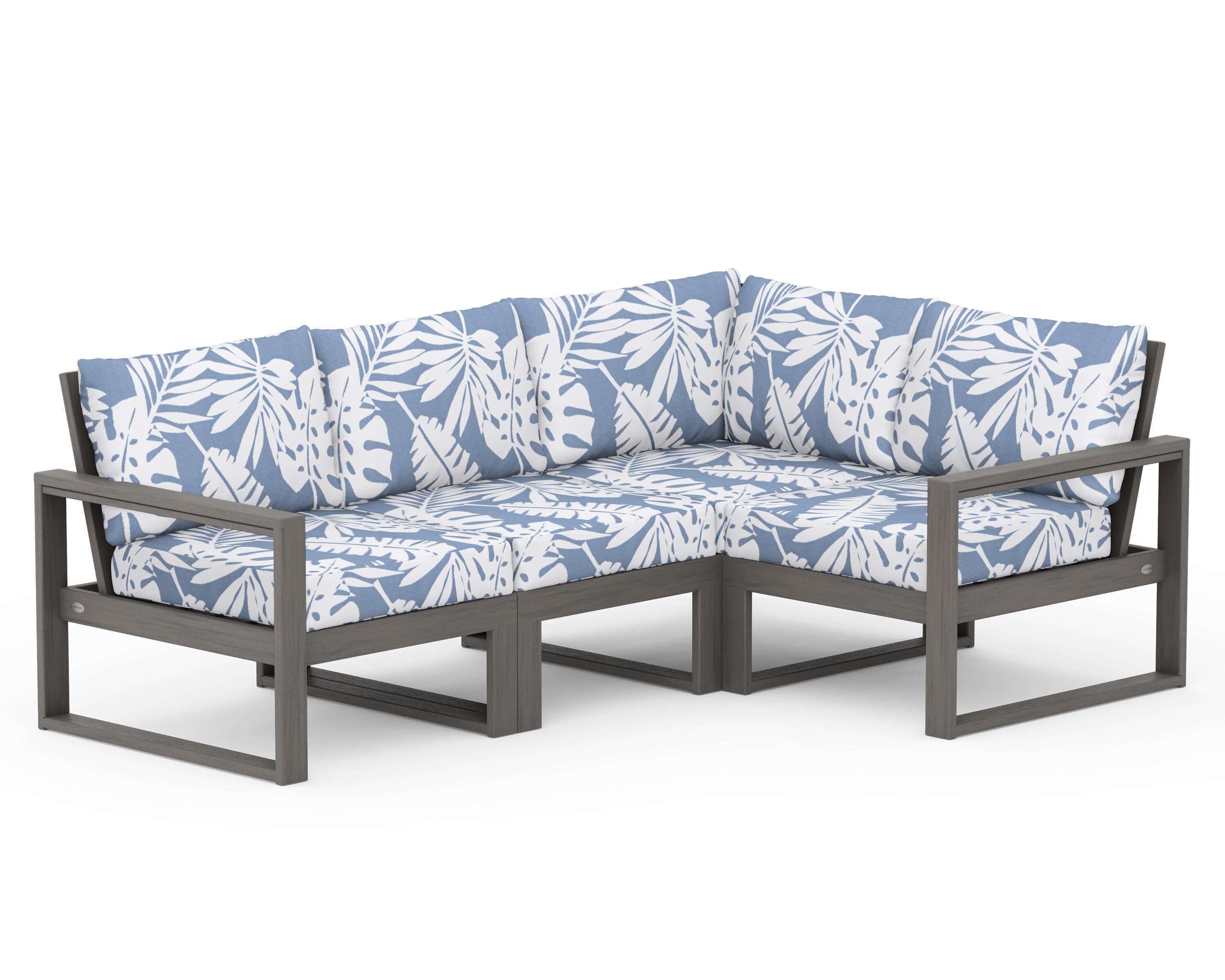 EDGE 4-Piece Modular Deep Seating Set in Driftwood / Leaf Sky Blue