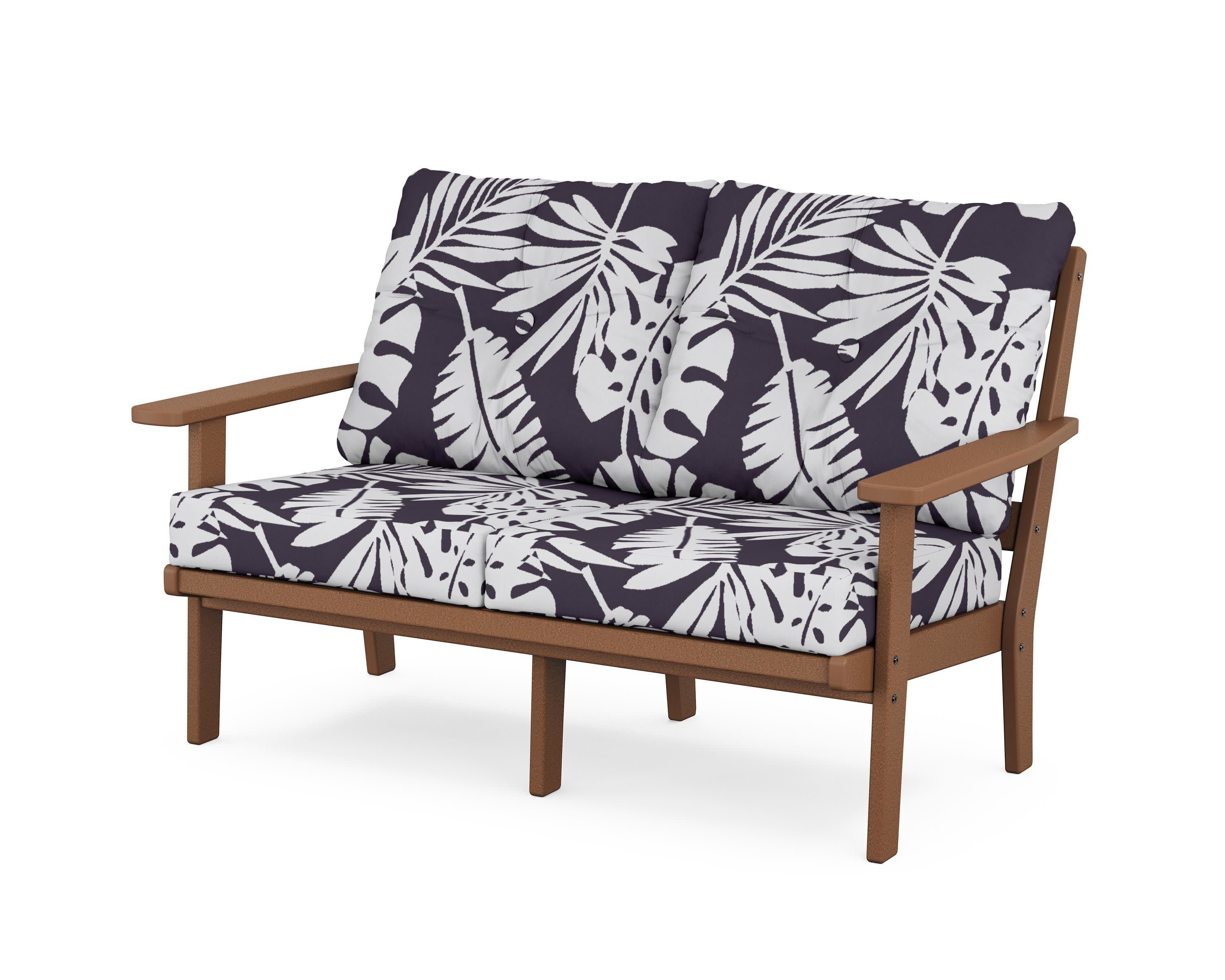Prairie Deep SeatingLoveseat in Teak / Leaf Navy