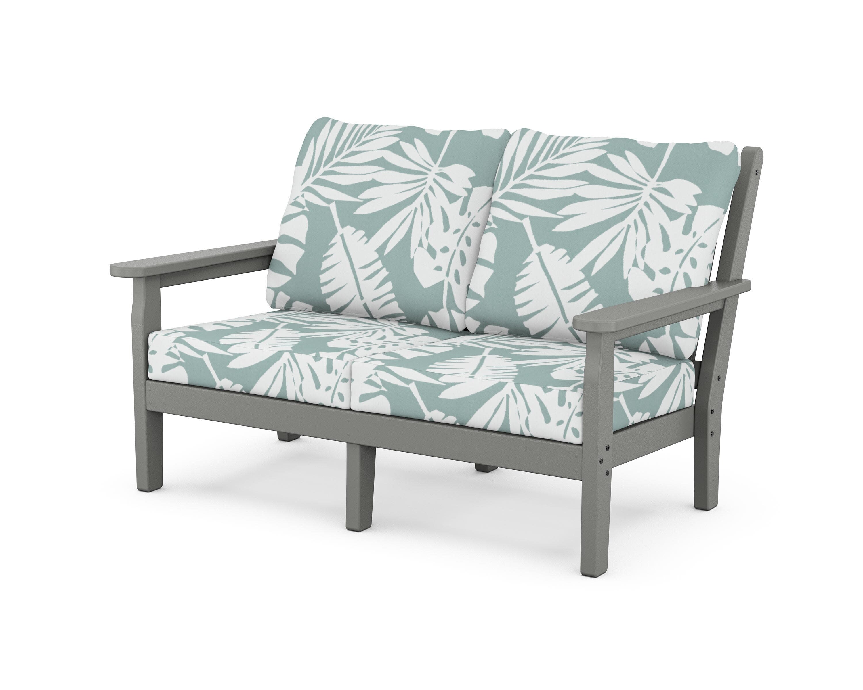 Chippendale Deep Seating Loveseat in Slate Grey / Leaf Glacier Spa