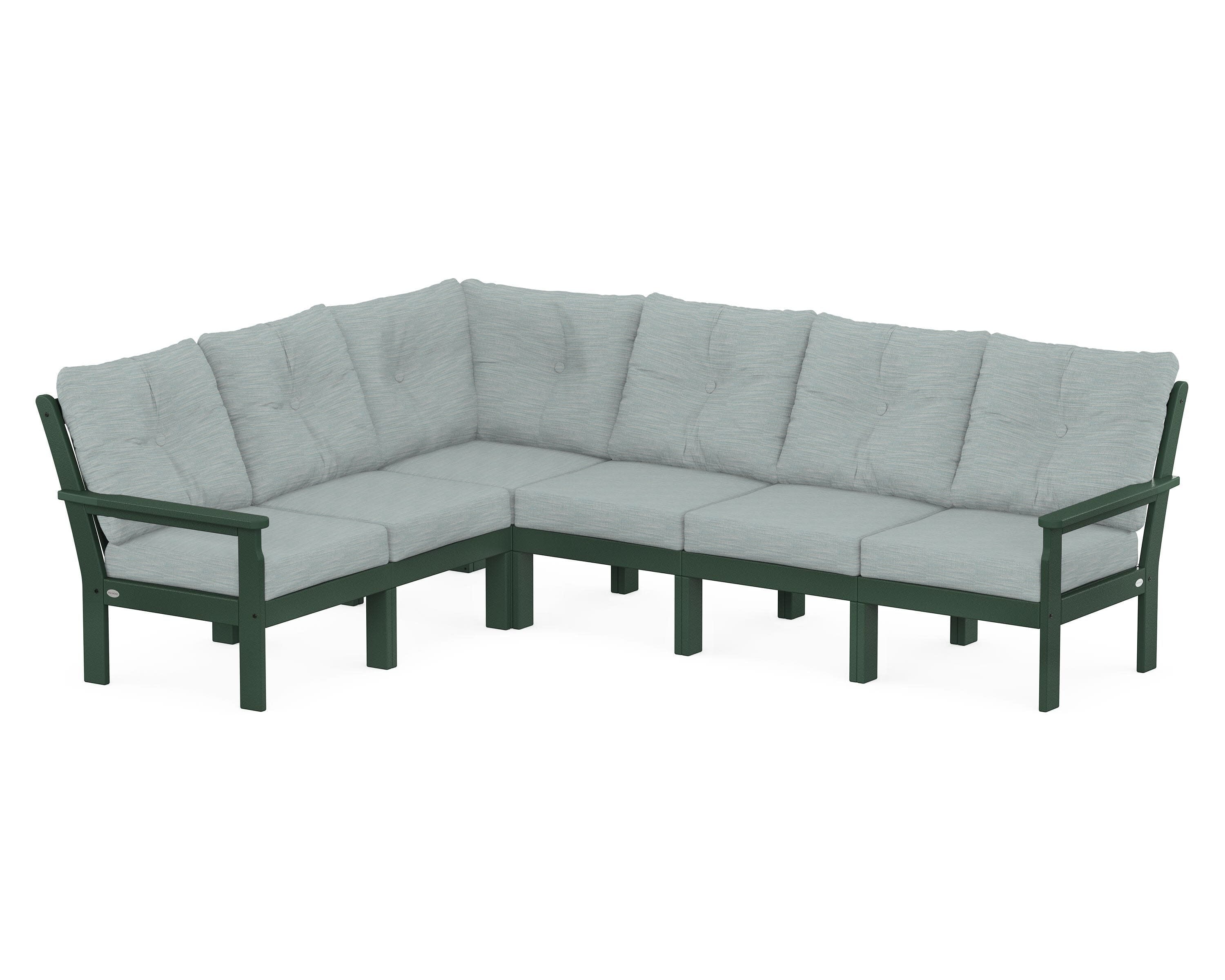 Vineyard 6-Piece Sectional in Green / Soothe Mist