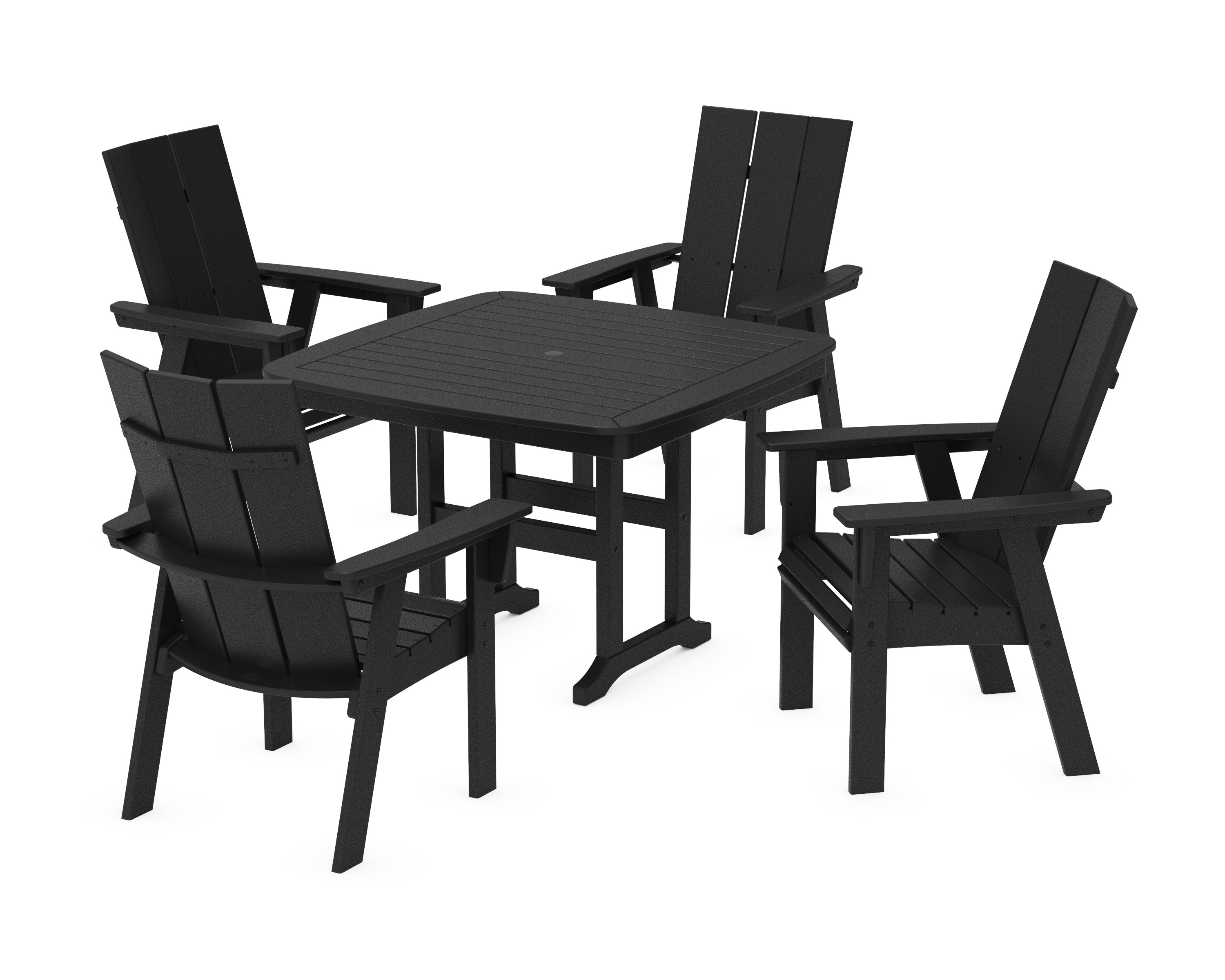 Modern Curveback Adirondack 5-Piece Dining Set in Black