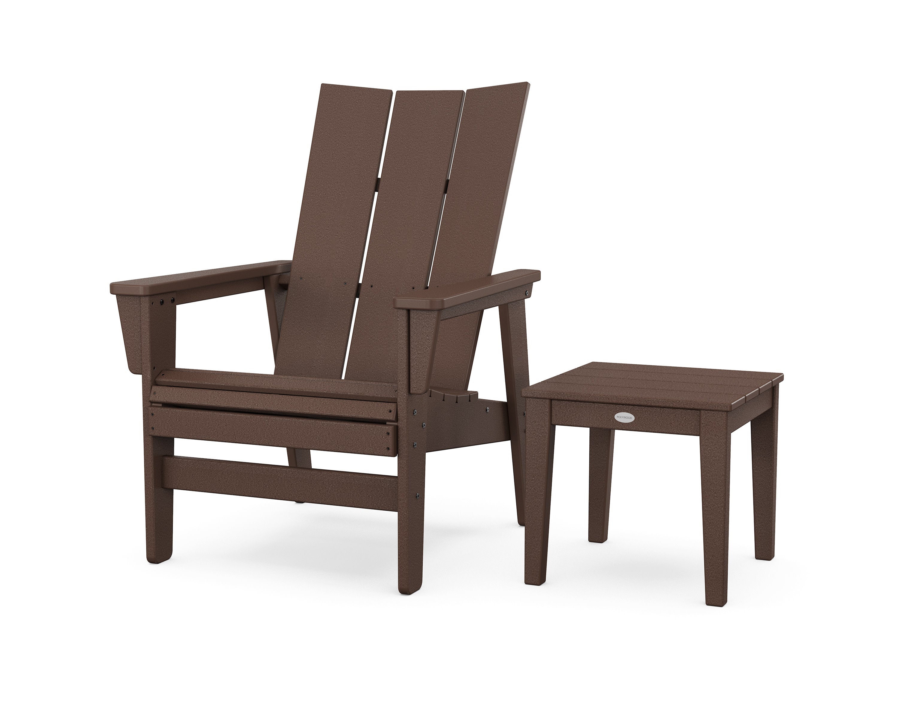 Modern Grand Upright Adirondack Chair with Side Table in Mahogany