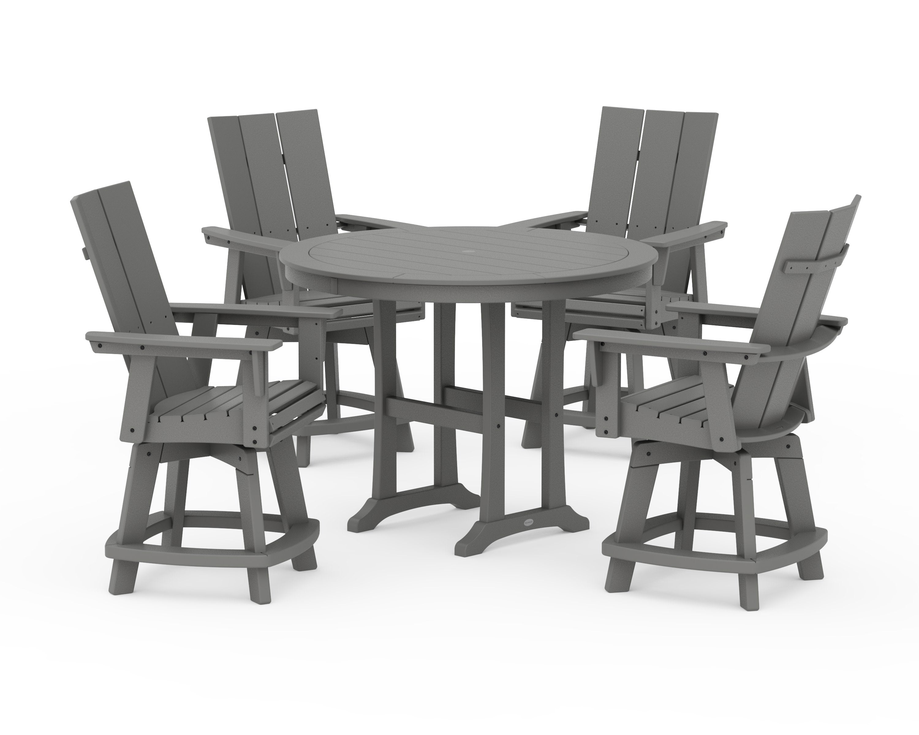 5-Piece Modern Swivel Counter Set in Slate Grey