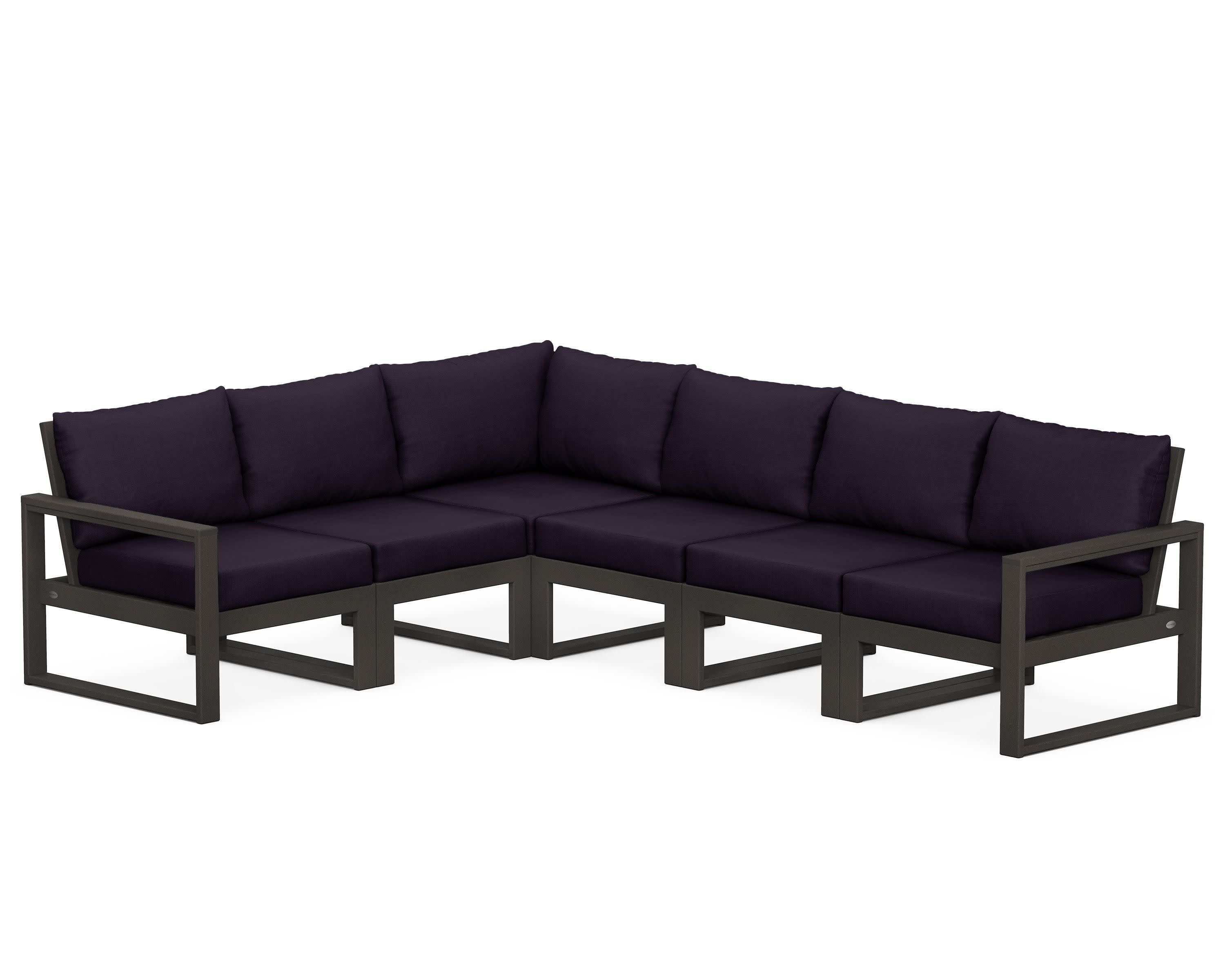 EDGE 6-Piece Modular Deep Seating Set in Vintage Coffee / Navy Linen