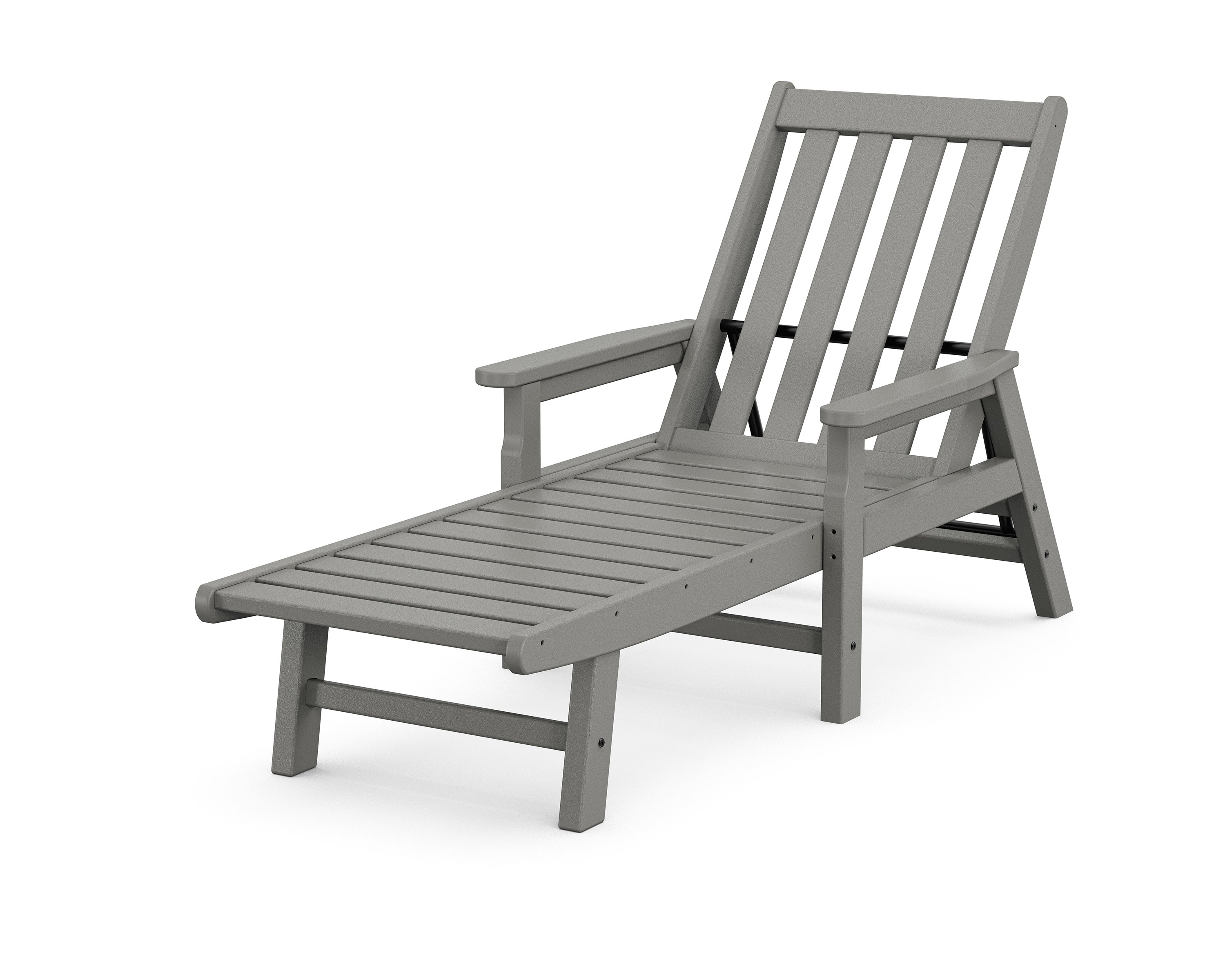 Vineyard Chaise with Arms in Slate Grey