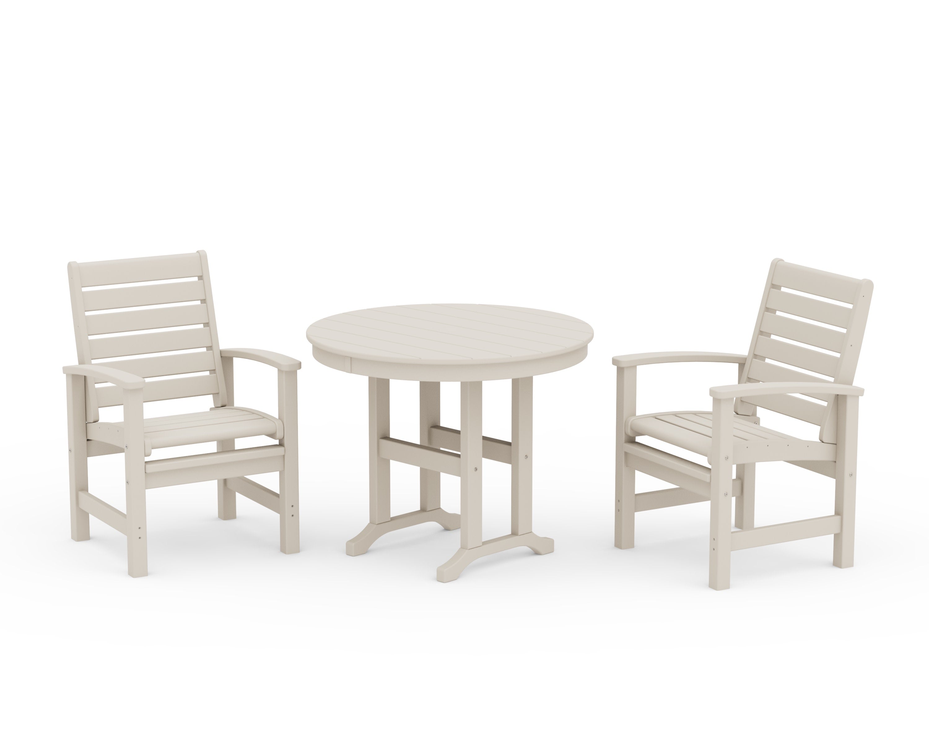 Signature 3-Piece Round Farmhouse Dining Set in Sand