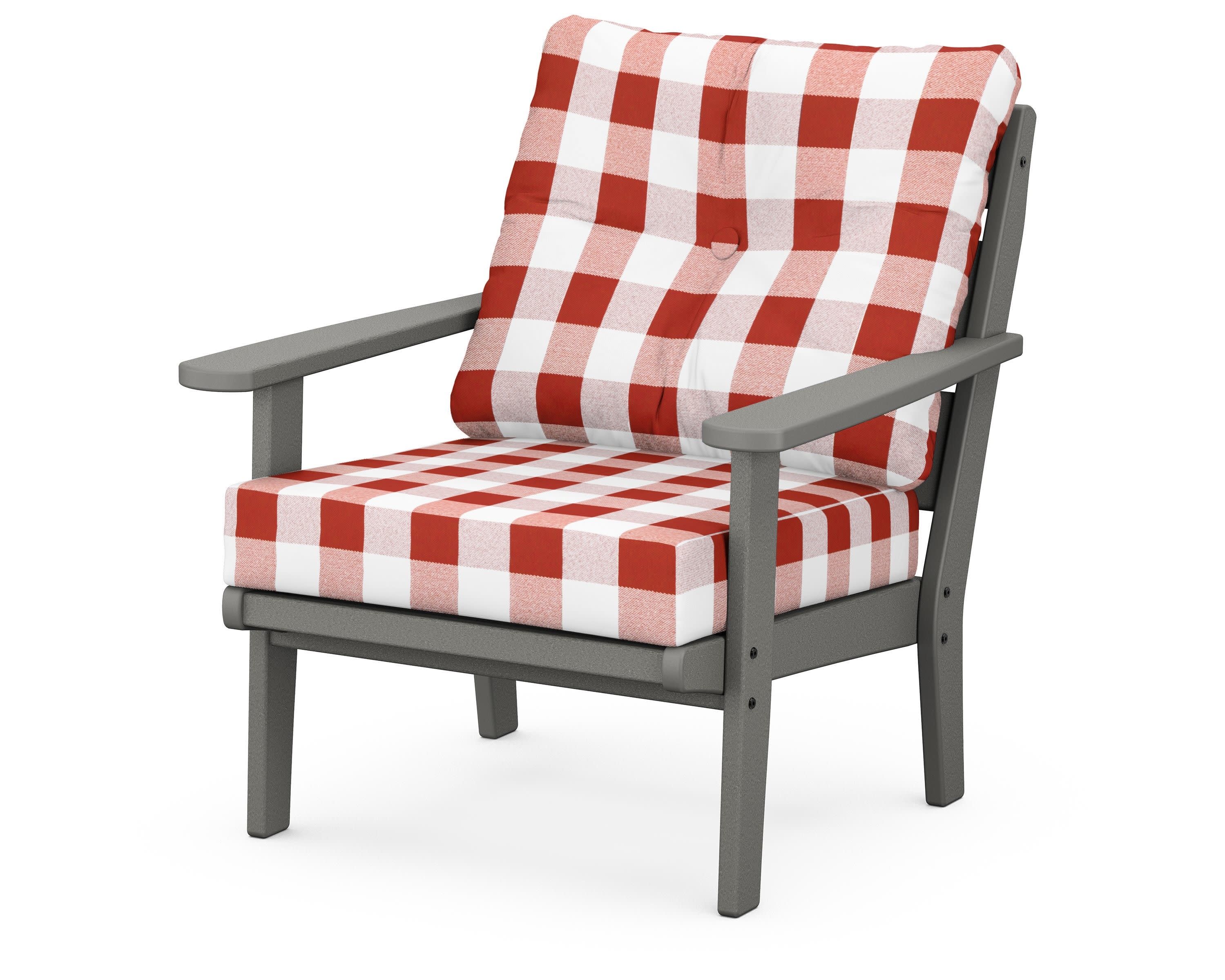 Lakeside Deep Seating Chair in Slate Grey / Buffalo Plaid Crimson