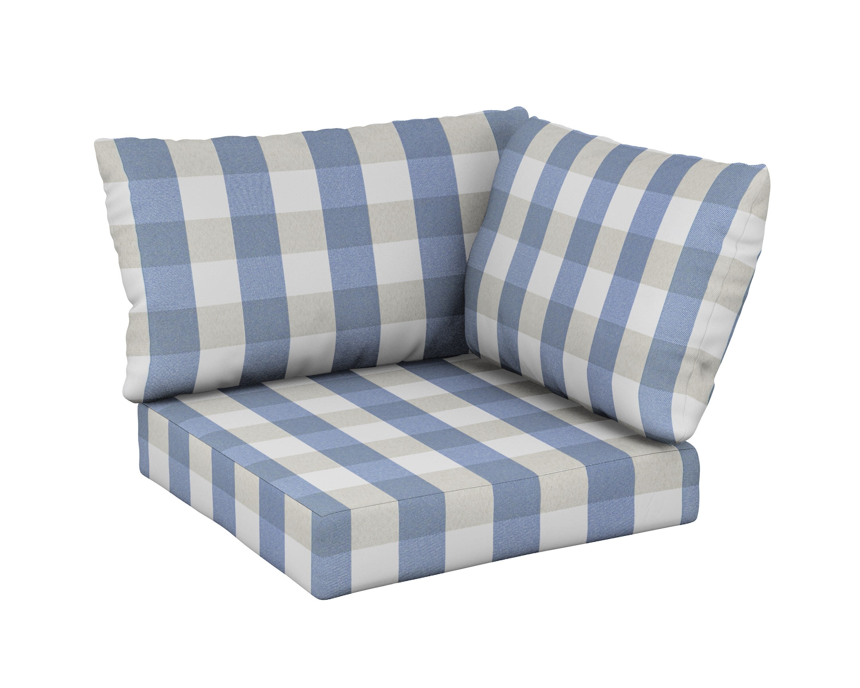 Modular Corner Cushion Set in Buffalo Plaid Sky Blue