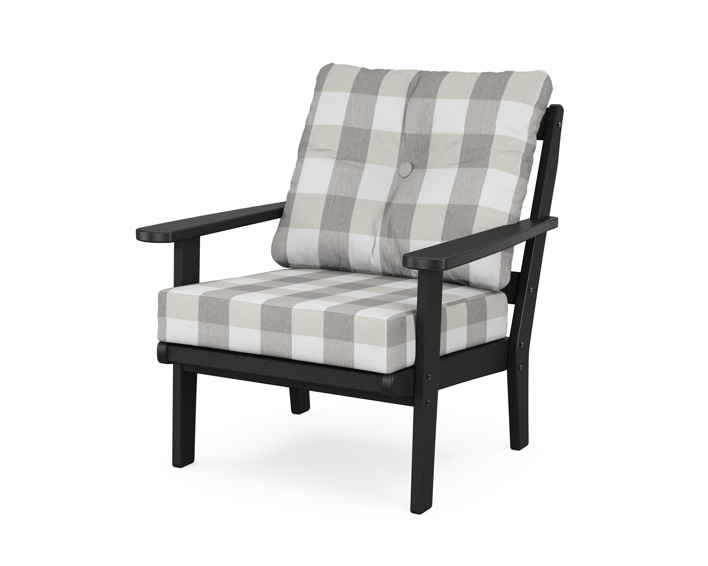 Mission Deep Seating Chair in Black / Buffalo Plaid Grey Mist