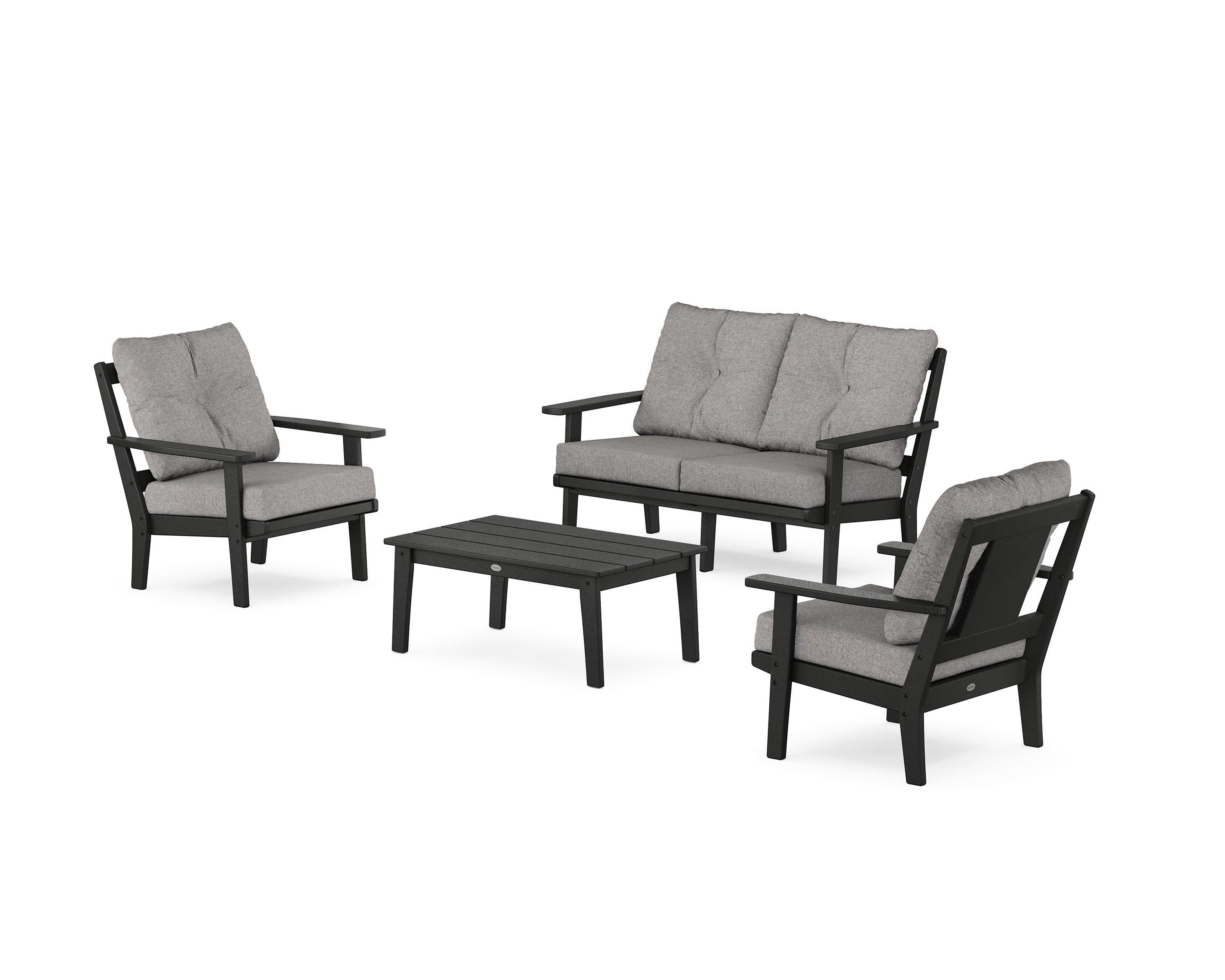 Prairie 4-Piece Deep Seating Set with Loveseat in Black / Grey Mist