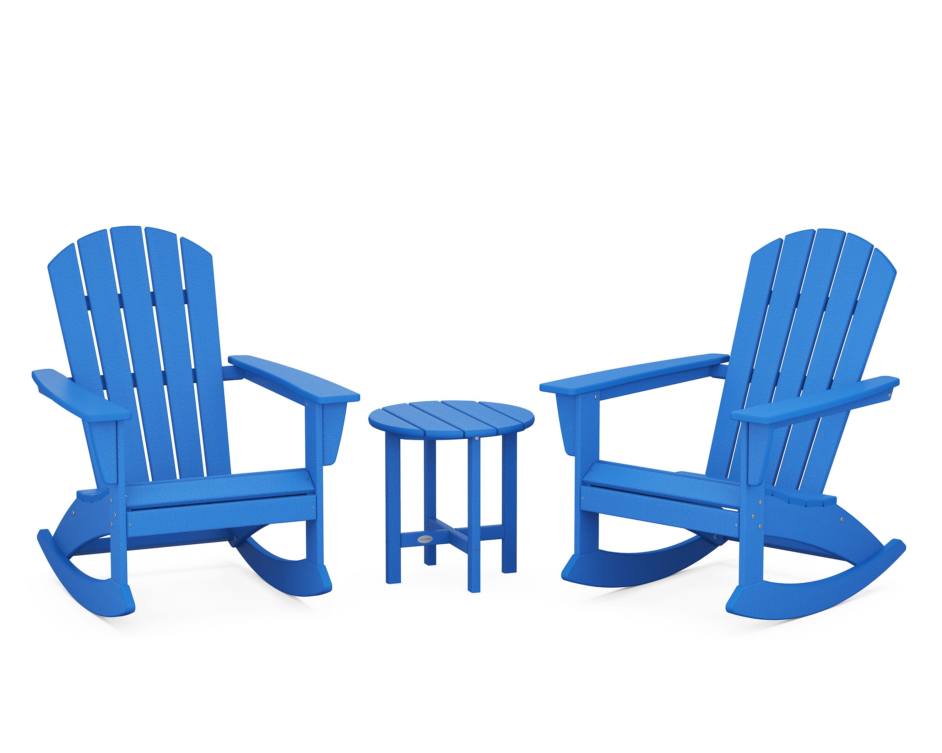 Nautical 3-Piece Adirondack Rocking Chair Set in Pacific Blue