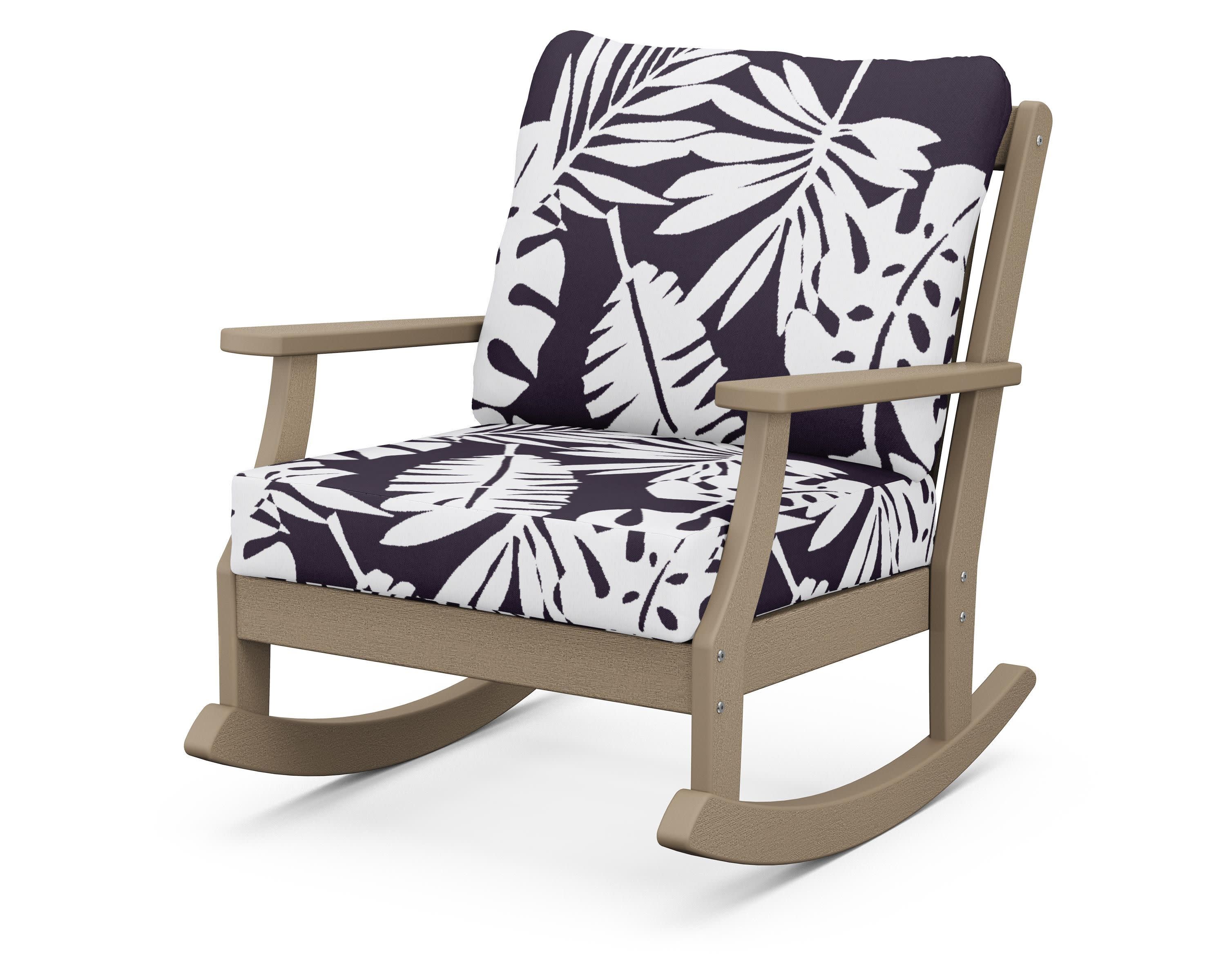 Braxton Deep Seating Rocking Chair in Vintage Sahara / Leaf Navy