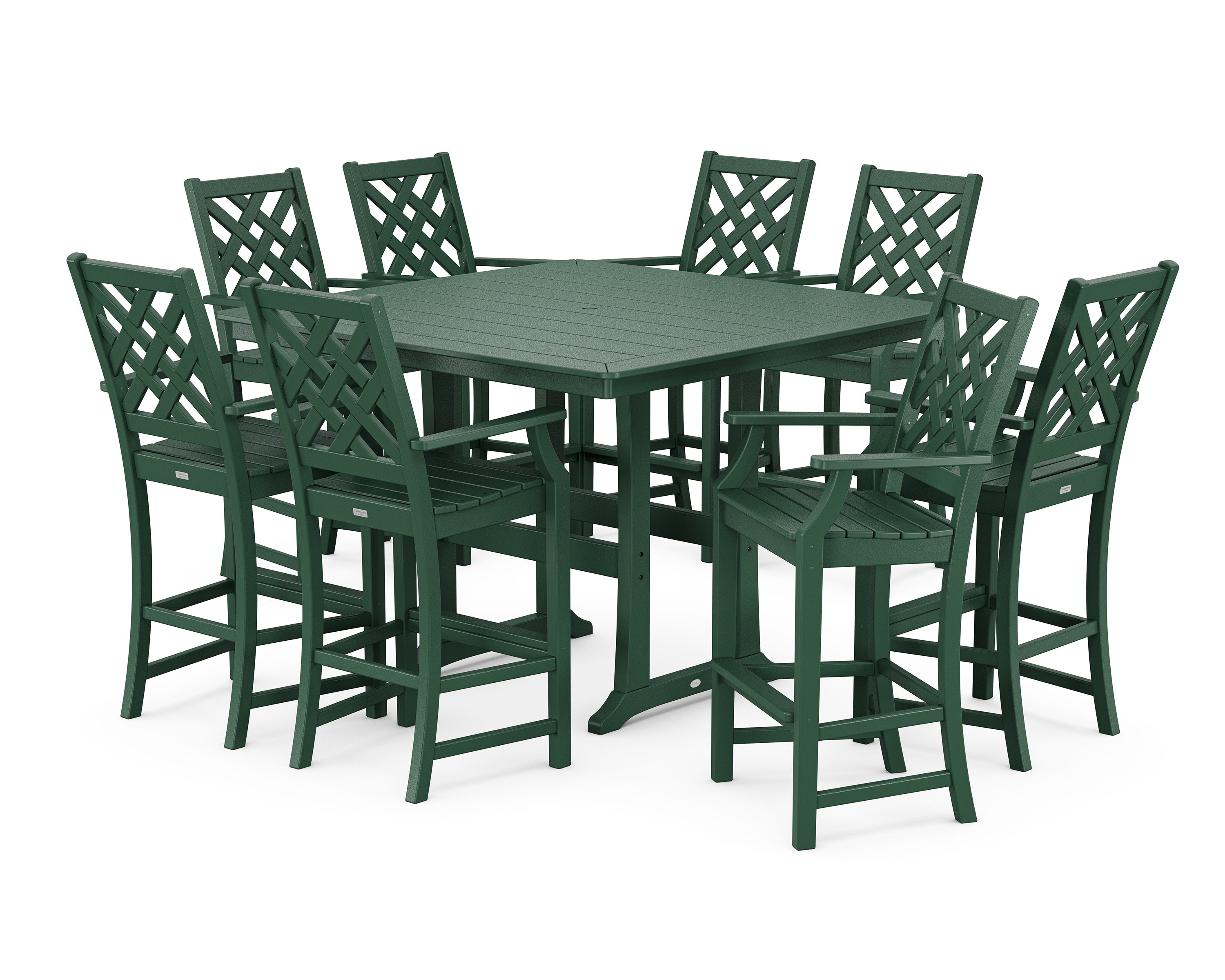 Wovendale 9-Piece Square Bar Set with Trestle Legs in Green