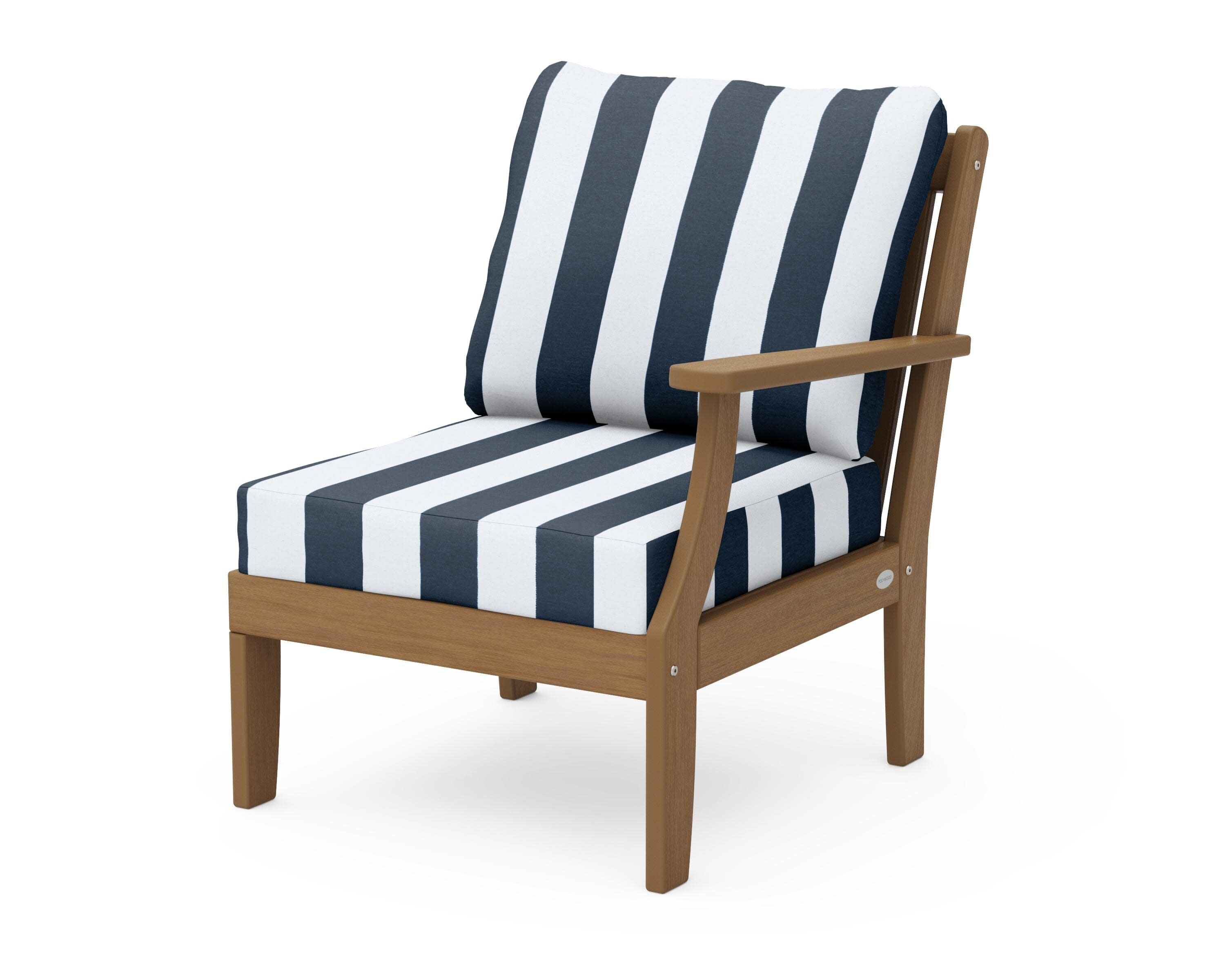 Braxton Modular Right Arm Chair in Natural / Cabana Stripe Marine Indigo