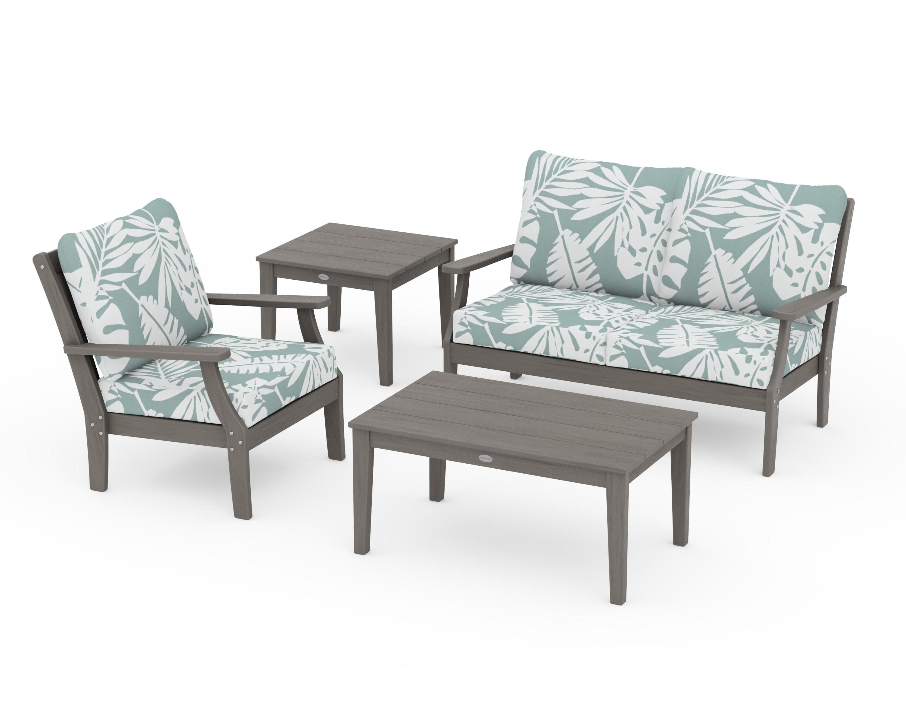 Braxton 4-Piece Deep Seating Set in Driftwood / Leaf Glacier Spa