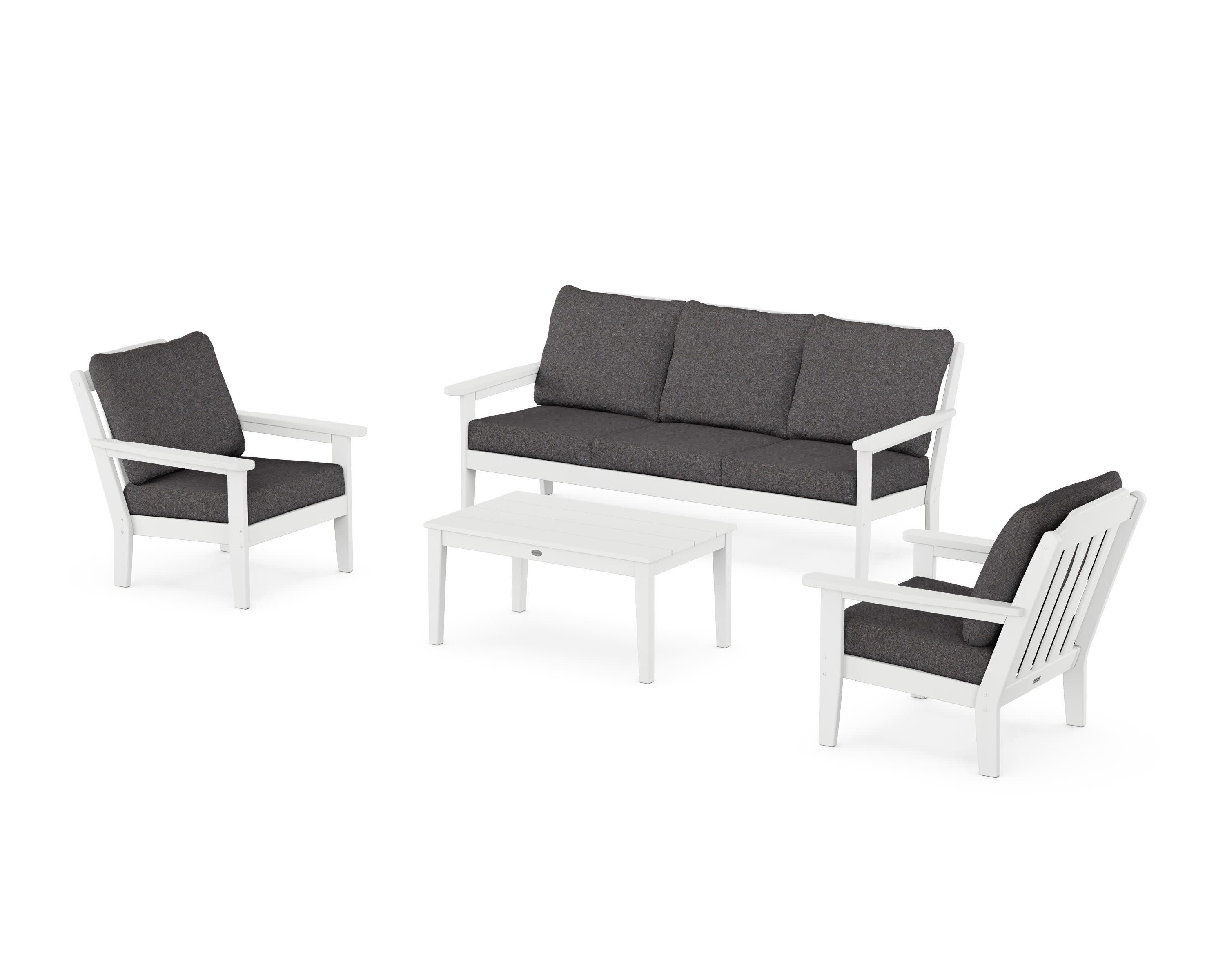 Cottage 4-Piece Deep Seating Set with Sofa in White / Ash Charcoal