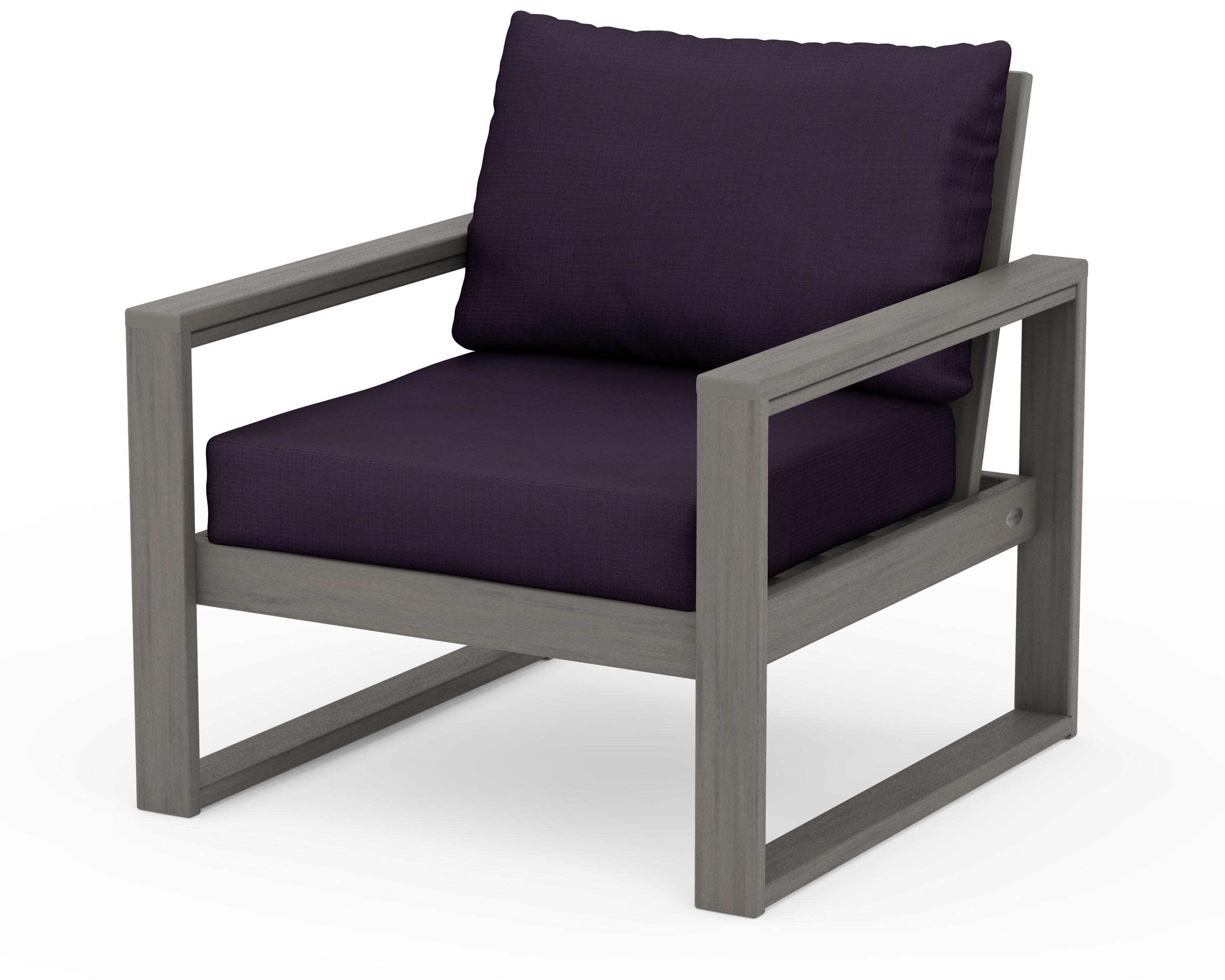 EDGE Club Chair in Driftwood / Navy Linen