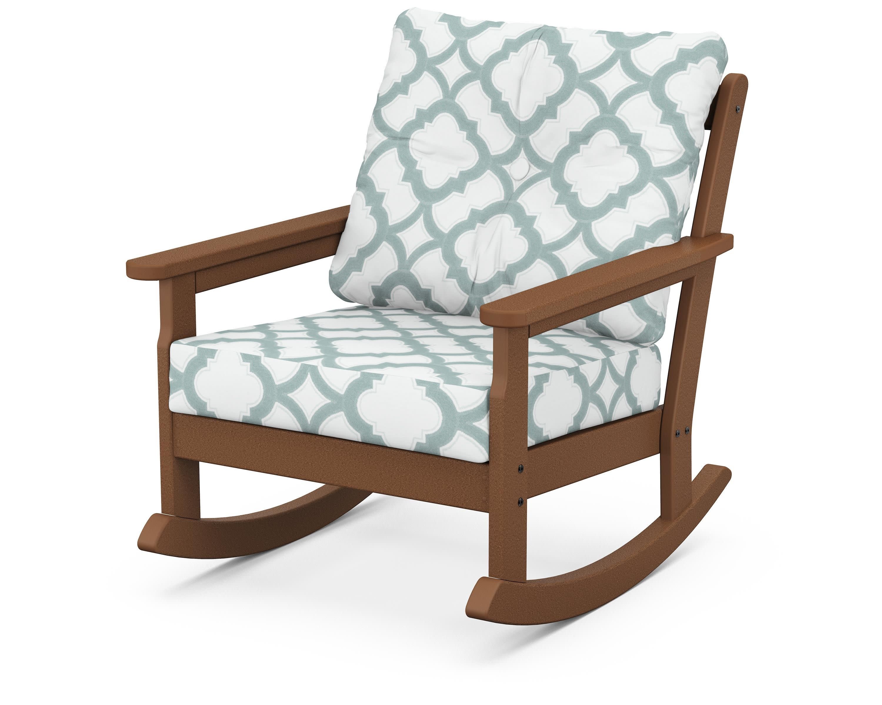Vineyard Deep Seating Rocking Chair in Teak / Trellis Glacier Spa