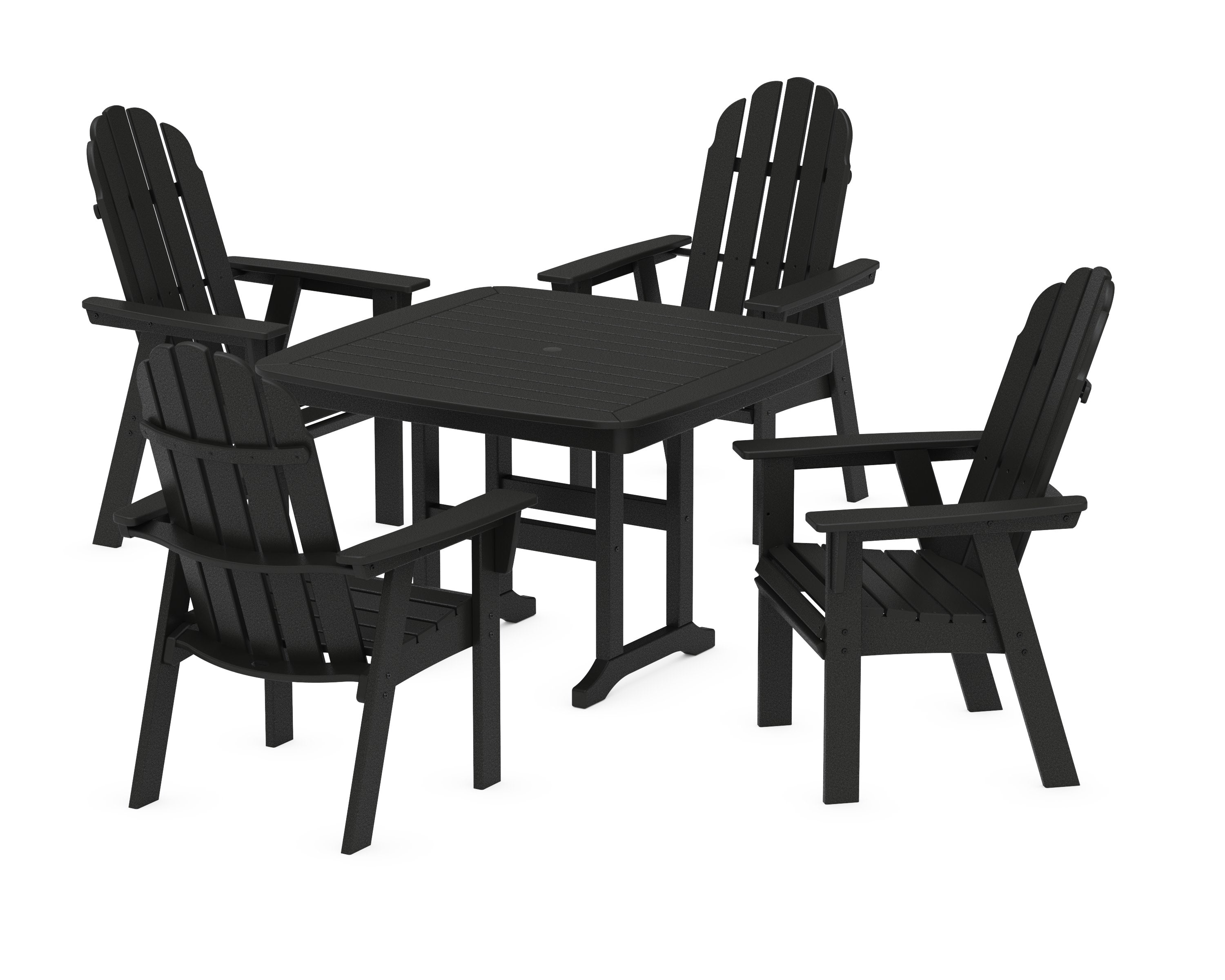 Vineyard Curveback Adirondack 5-Piece Dining Set in Black