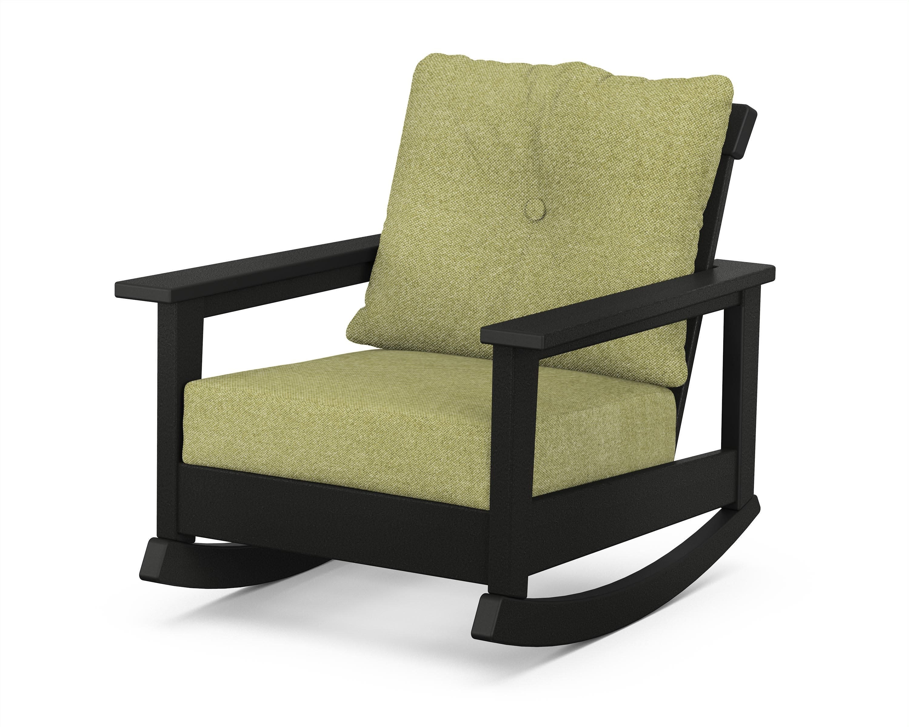 Prescott Deep Seating Rocking Chair in Black / Chartreuse Boucle