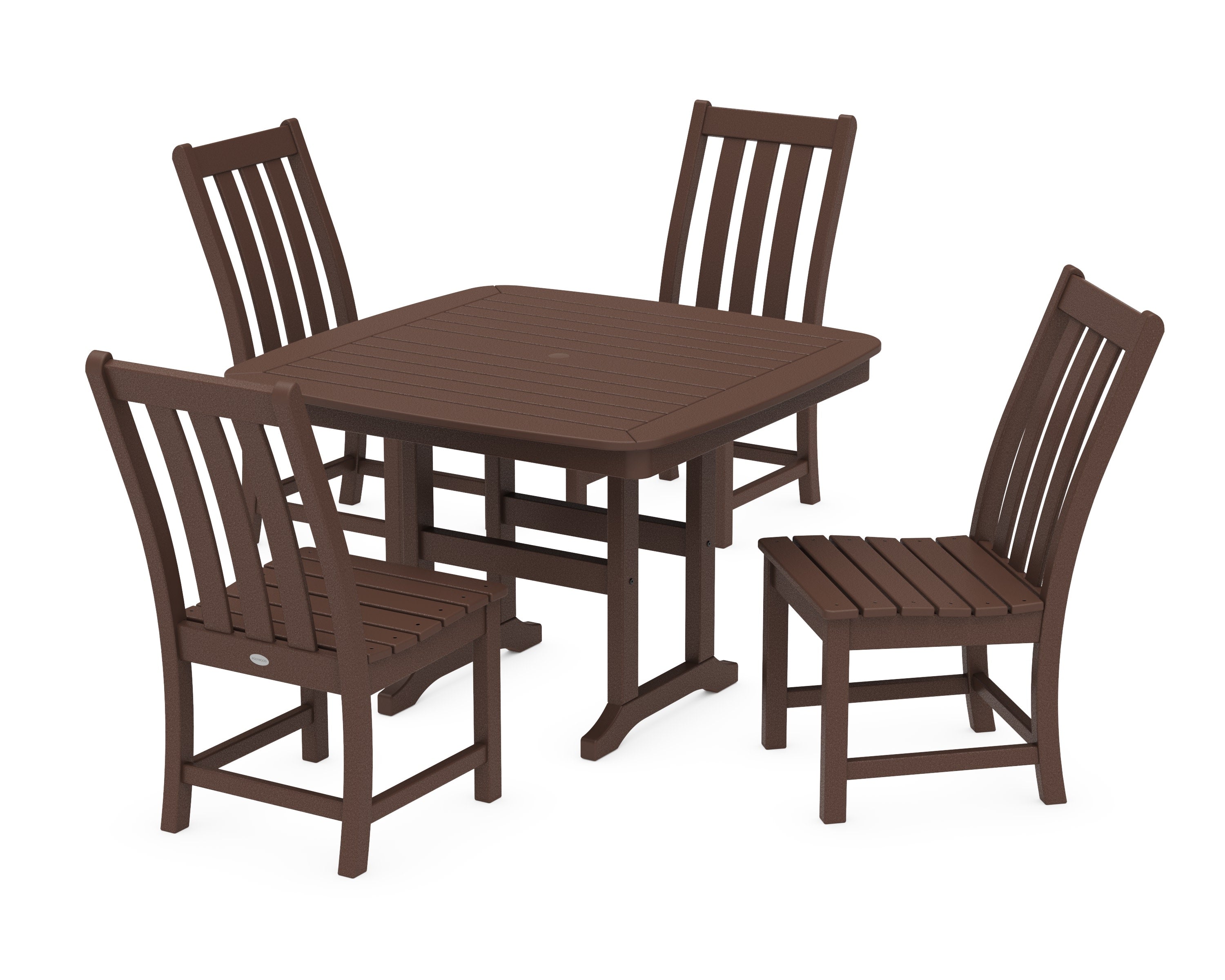 Vineyard Side Chair 5-Piece Dining Set with Trestle Legs in Mahogany