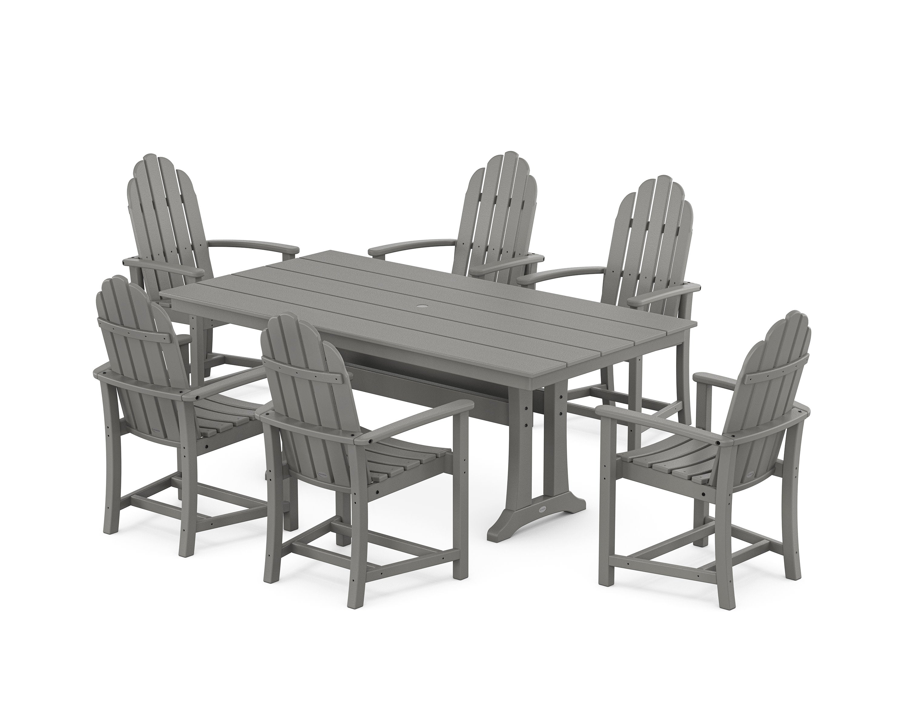 Classic Adirondack 7-Piece Farmhouse Dining Set with Trestle Legs in Slate Grey