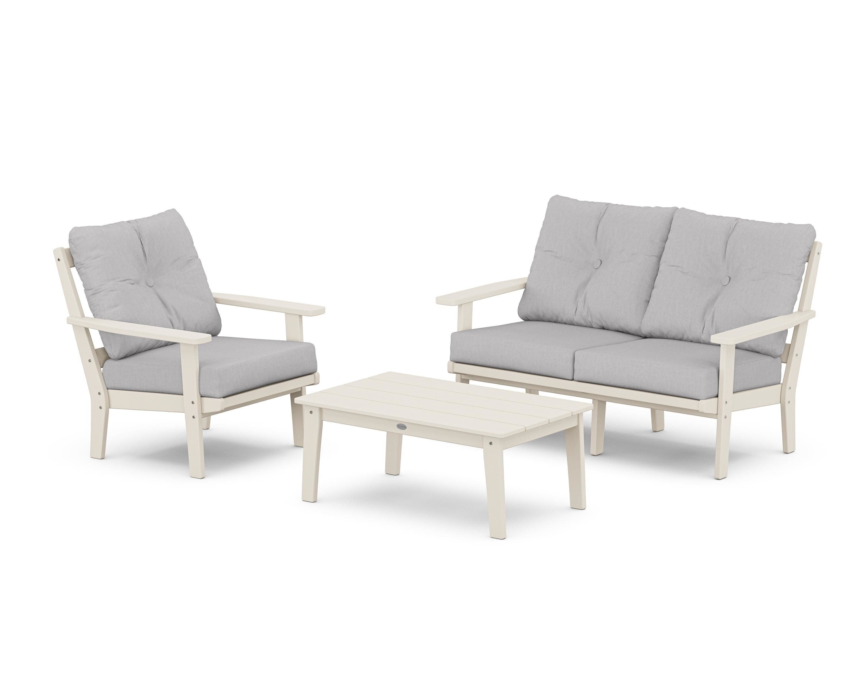 Oxford 3-Piece Deep Seating Set with Loveseat in Sand / Granite