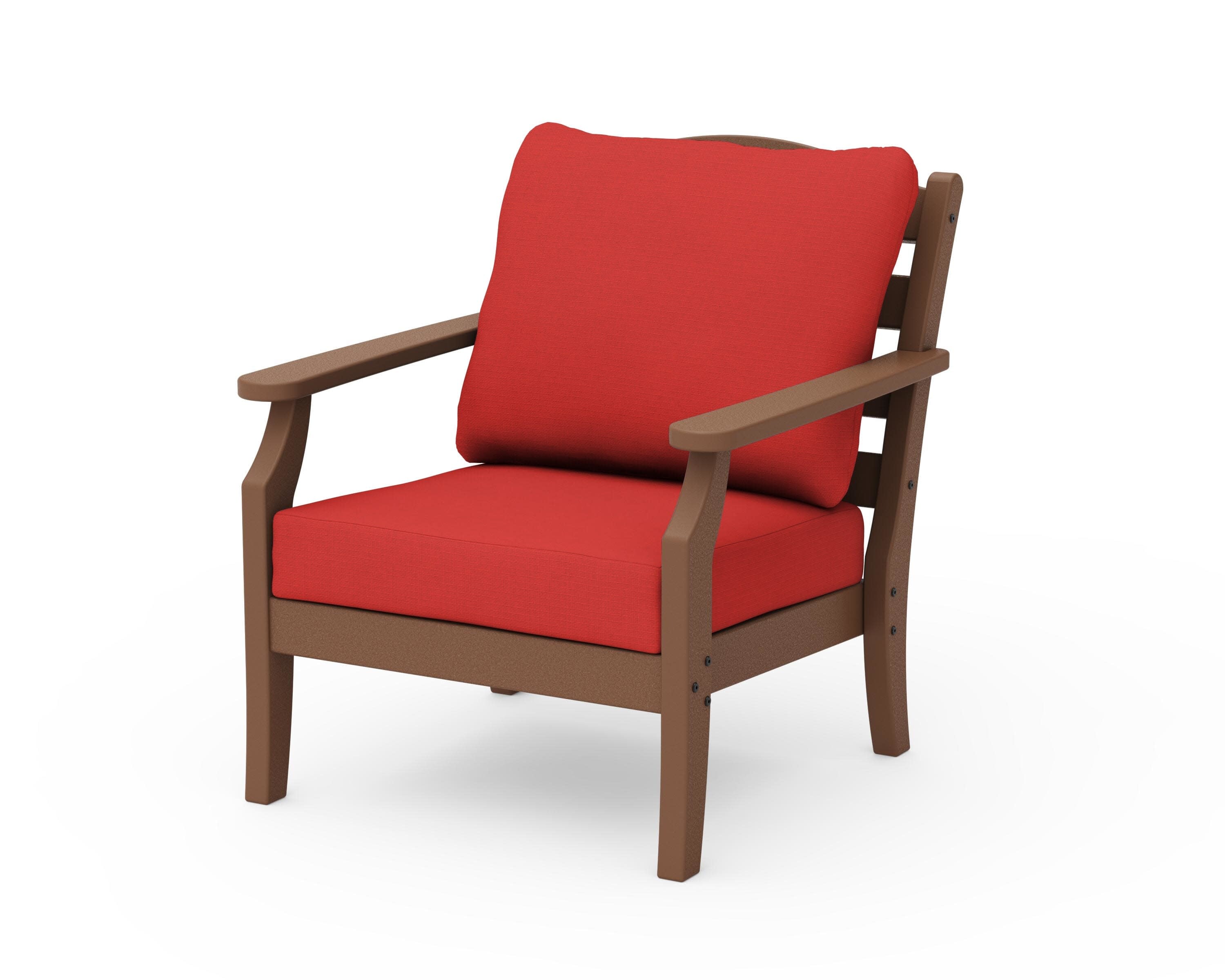 Savannah Deep Seating Chair in Teak / Crimson Linen